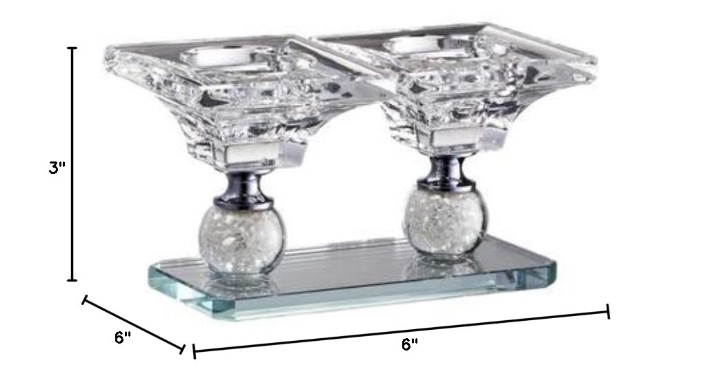 Elegant Crystal Shabbat Candle Holder Set - Handcrafted Broken Glass Design for Jewish Holidays, Home Decor & Special Occasions