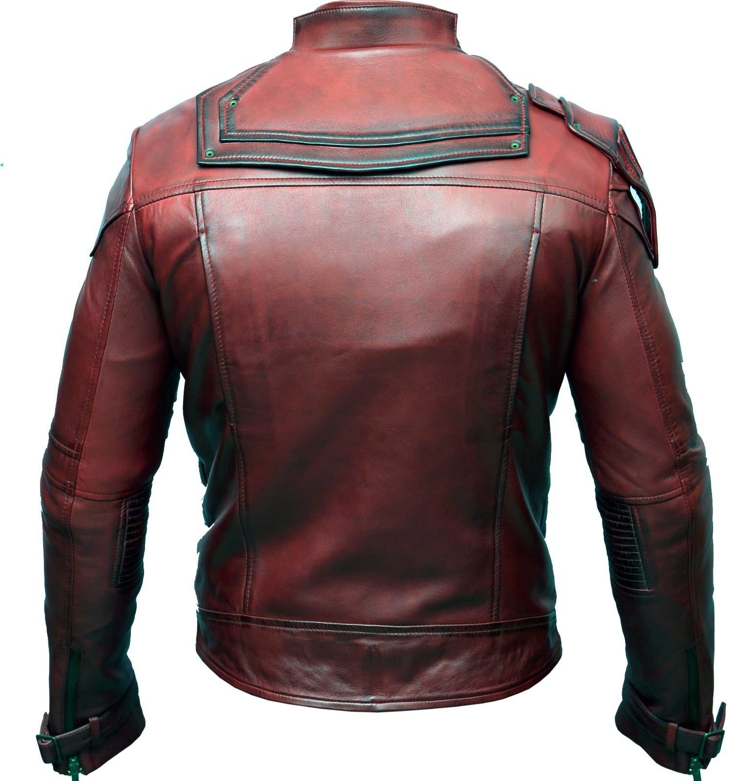 Premium Men's Leather Biker Jacket - G-Galaxy Themed Maroon Motorcycle Jacket | Vintage Movie-Inspired Design | Perfect for Riding, Casual Wear & Cosplay