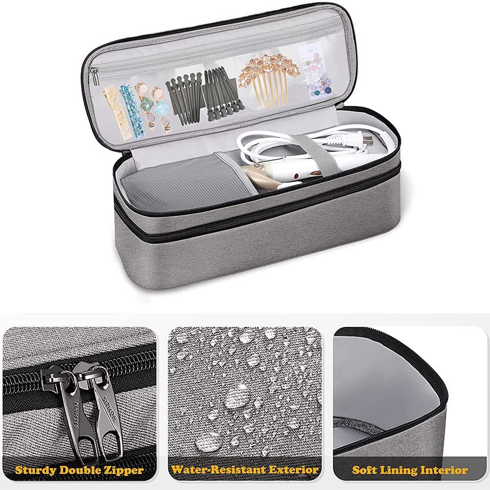 Double Layer Travel Hair Dryer & Curling Wand Organizer Bag - Compact Storage for Blow Dryer, Flat Iron & Styling Tools - Perfect for Travel, Gym & Salon Use