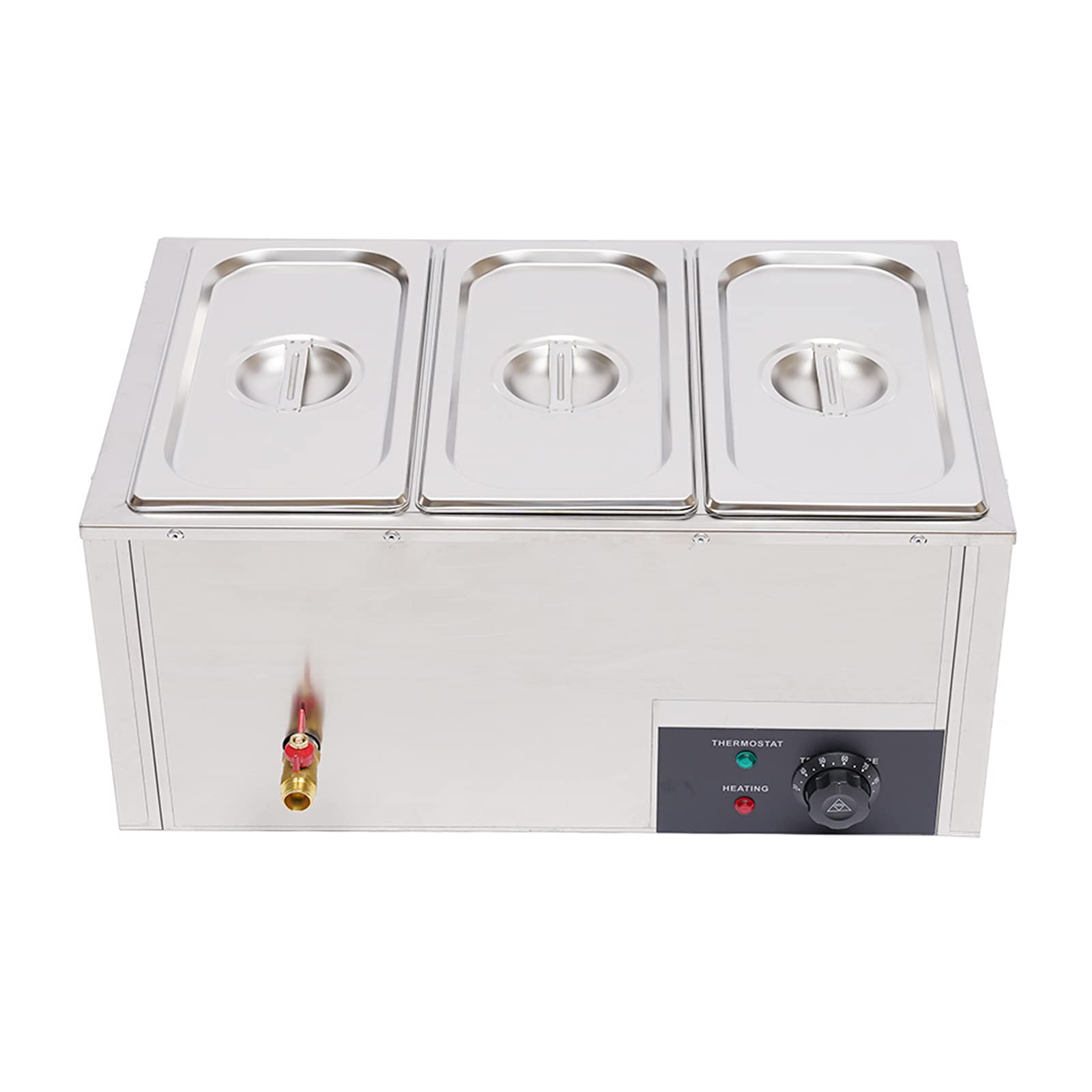 Commercial Stainless Steel Bain Marie Food Warmer - 3-Pot Multifunction Buffet & Steam Table Warmer for Restaurants, Catering & Buffet Service