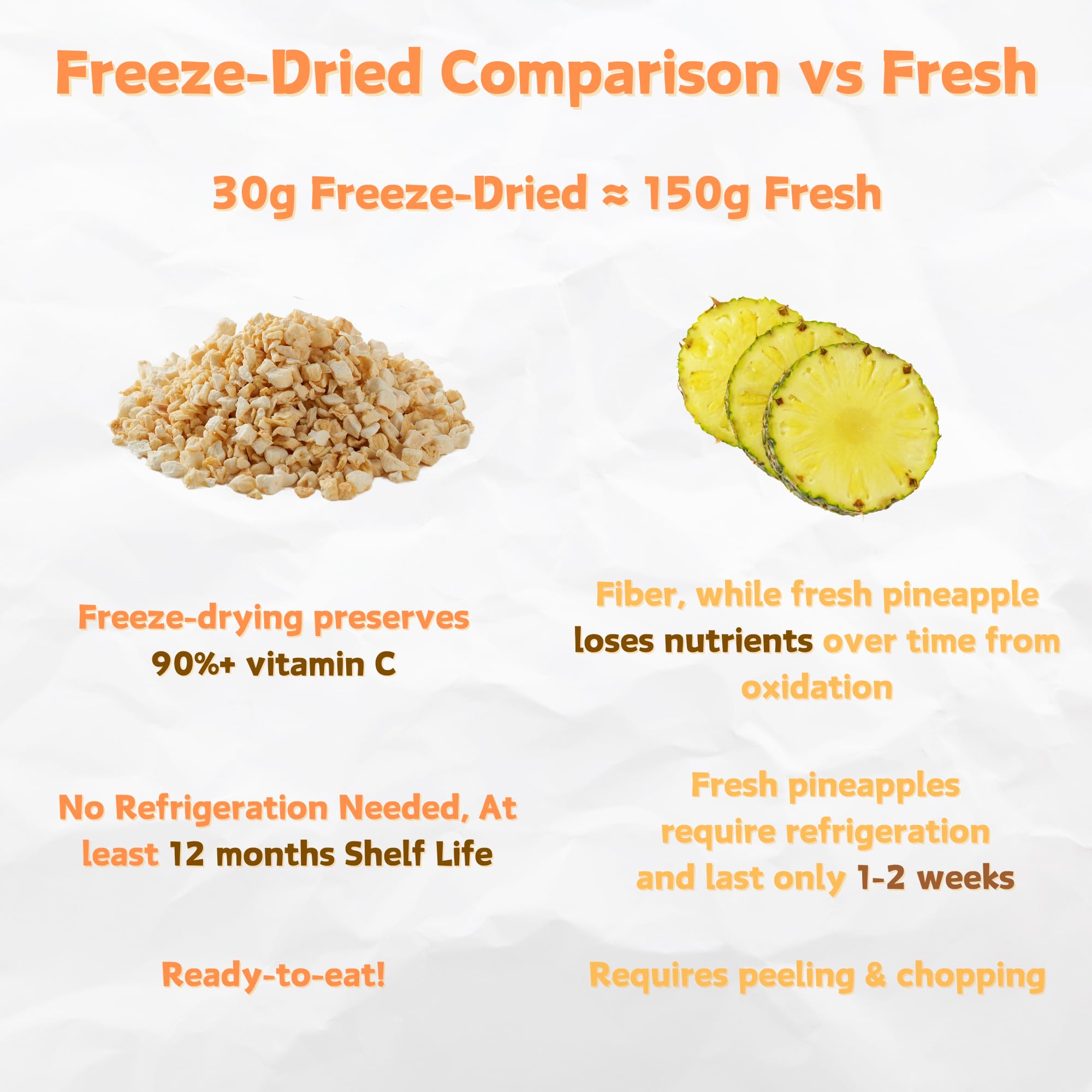 Freeze-Dried Pineapple Slices | 7oz Bag | 100% Natural, No Sugar Added, Non-GMO, Vegan Snack | Healthy Dried Fruit for Kids & Adults | Perfect for Camping, Hiking, Backpacking & School Lunches | Made from Fresh Pineapples | Gluten-Free, Preservative-Free Snack