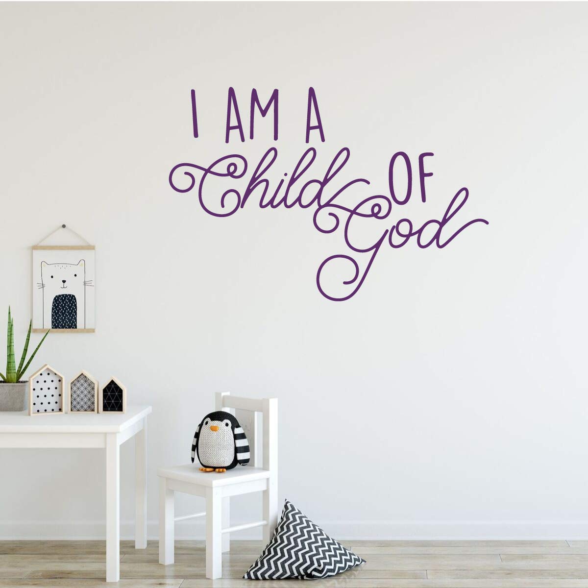 I Am a Child of God Vinyl Wall Decal - Inspirational Christian Home Decor for Playroom, Nursery, Kids Bedroom & Church - Perfect for Sunday School, Baptism Gifts & Faith-Based Room Decor