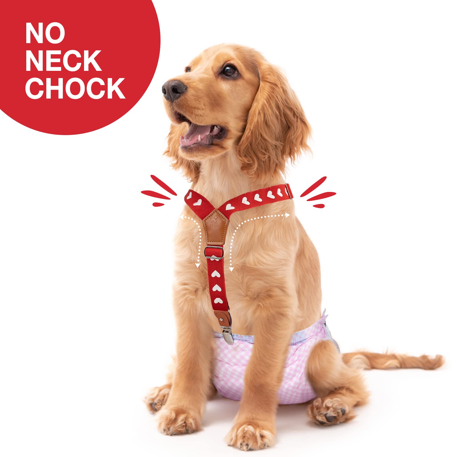 Pet Soft Dog Suspenders 2-Pack - Adjustable Diaper Suspenders for Female Dogs, Dog Dress & Skirt Accessories (Cute Hearts Design, Size S/M) - Perfect for Puppy Training, Fashion Outfits & Special Occasions