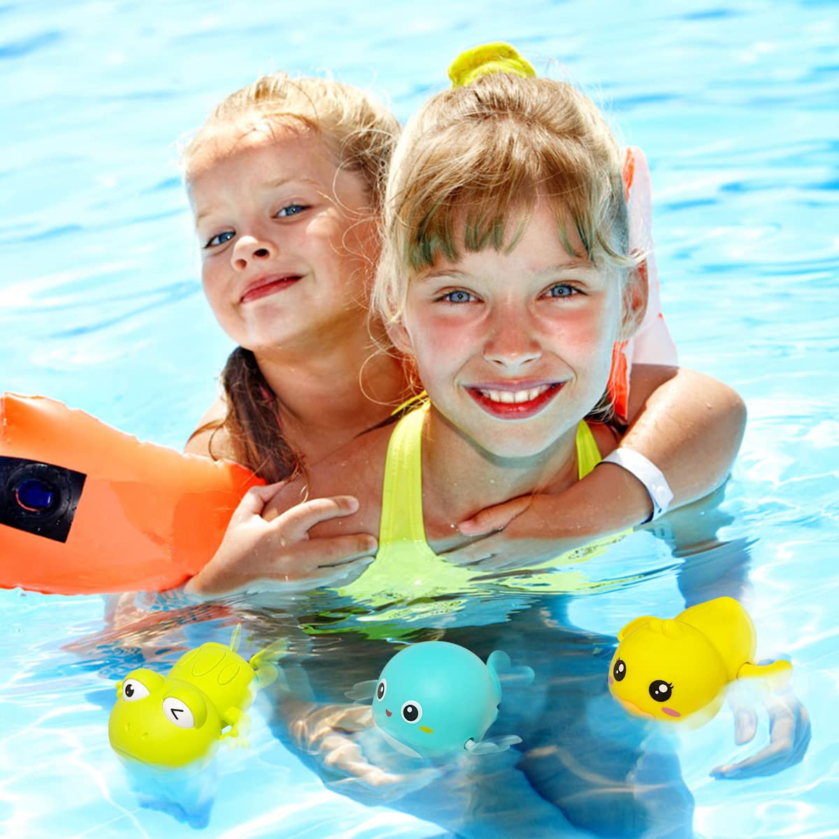 Jofan 4 Pack Wind Up Swimming Bath Toys - Floating Water Toys for Babies, Toddlers & Kids - Fun Bathtime & Pool Play - Perfect Christmas Stocking Stuffers & Gifts