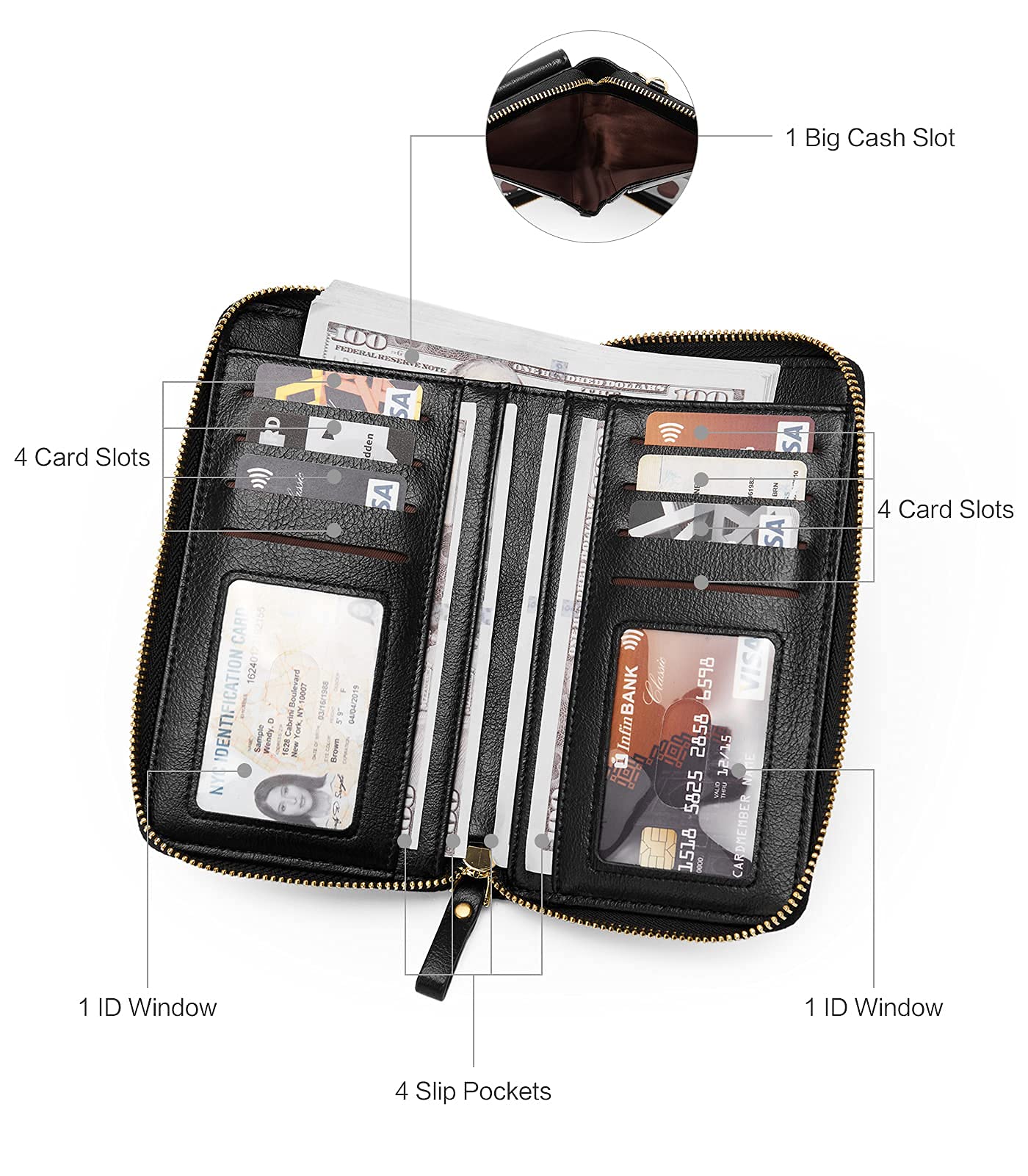 BROMEN Vegan Leather Small Crossbody Phone Purse for Women - RFID Blocking Credit Card Holder Wallet - Perfect for Travel, Shopping & Everyday Use