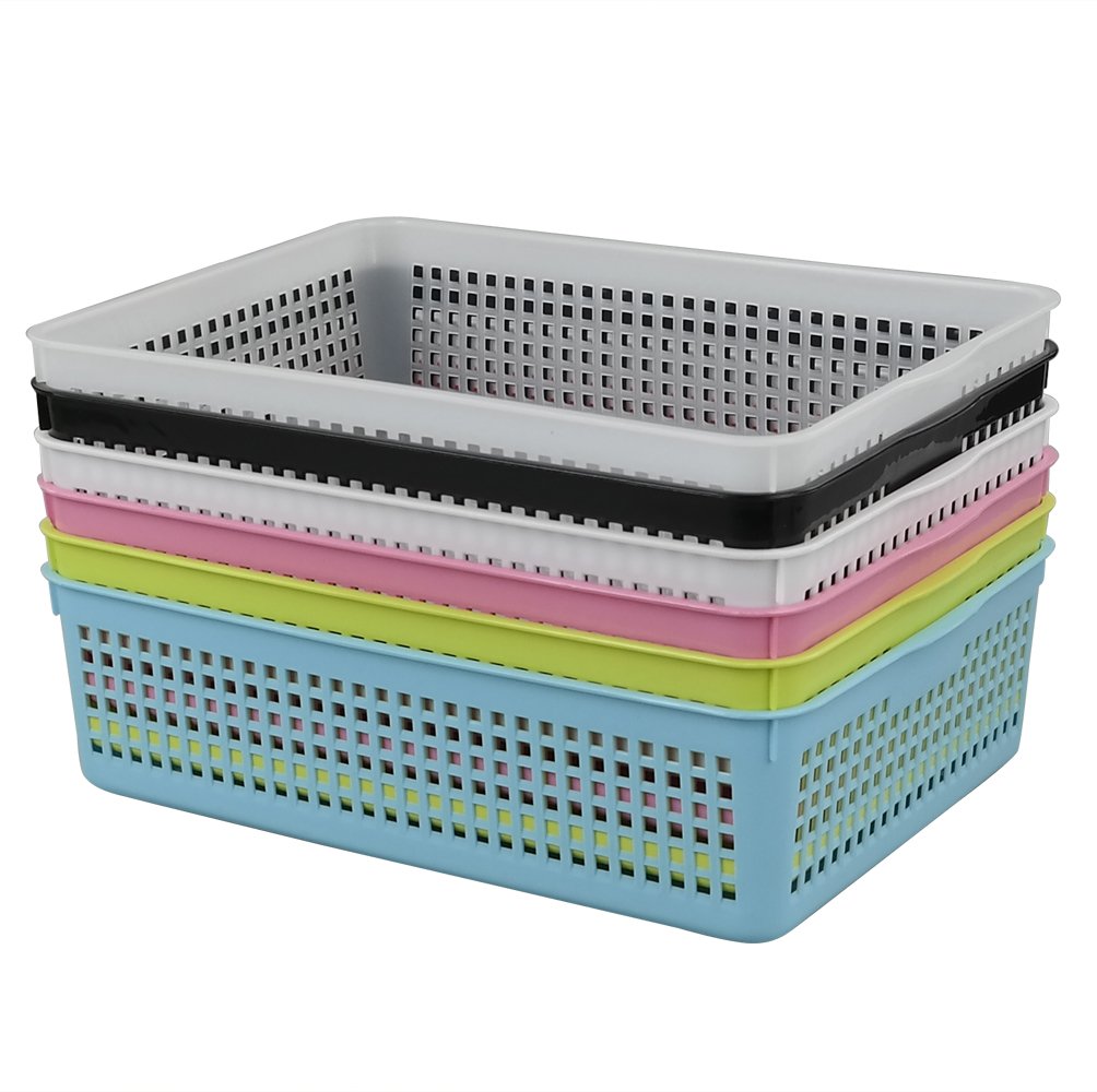 Colorful Plastic File Baskets (6-Pack) - Paper Organizer for Office & Home