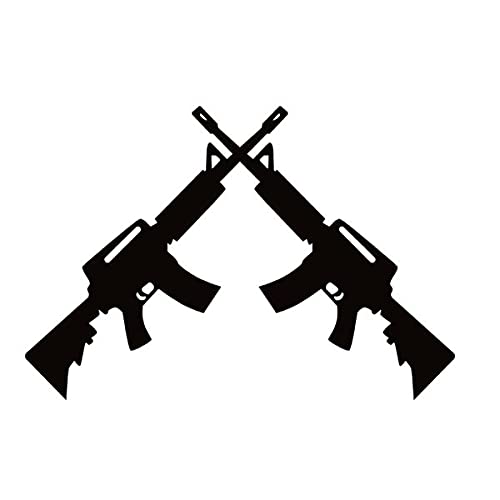 Assault Rifles Crossed Window Decal Sticker - Small White Vinyl Waterfowl Hunting Decal for Trucks, Cars & Windows - Durable Outdoor Decoration for Hunting Enthusiasts