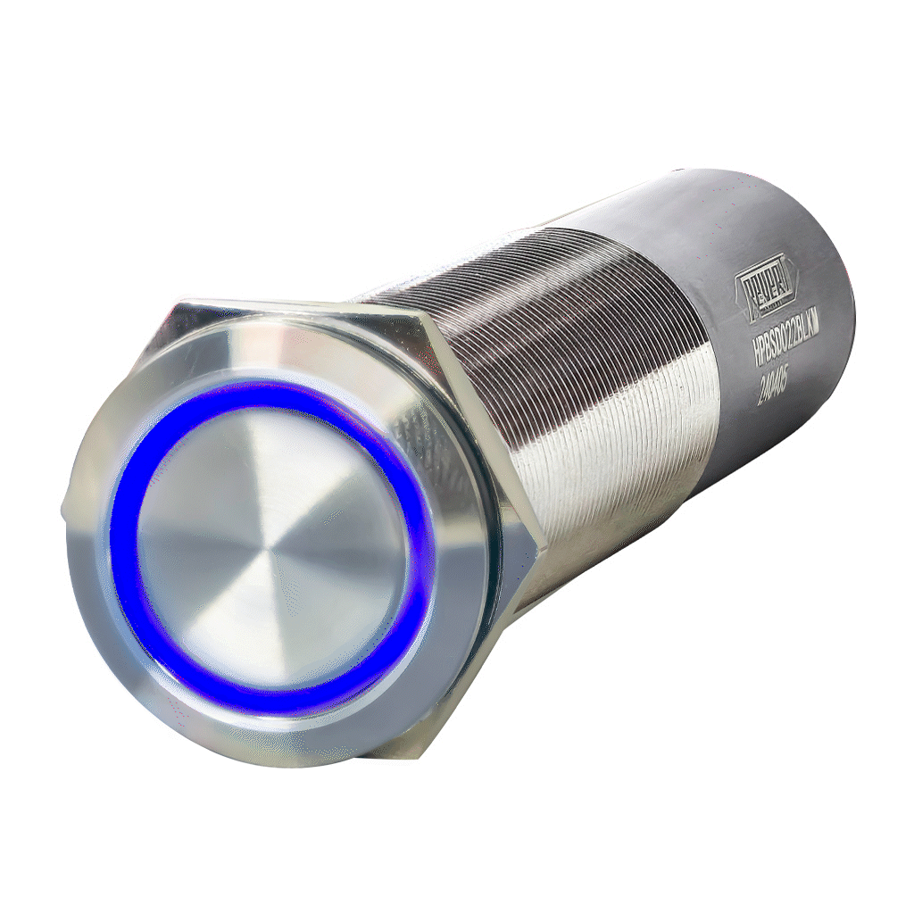 22mm Stainless Steel Marine Push Button Switch - Dual Output, 3 Color Options for Harsh Environments | Ideal for Boats, RVs & Industrial Equipment