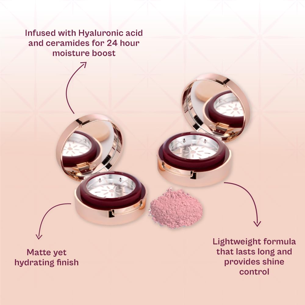Typsy Beauty Hustle & Grind Setting Powder - Strawberry Shake | Zero Waste Built-in Powderizer | Hyaluronic Acid & Ceramides Infused | Soft Pink Paraben-Free Makeup (4.5g) | Perfect for Oil Control & Flawless Finish All Day