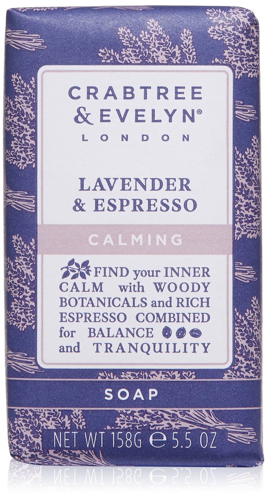 Crabtree & Evelyn Lavender & Espresso Triple Milled Soap Bar - 5.5 oz | Moisturizing Hand & Body Soap for Relaxation & Stress Relief | Perfect for Bath, Shower & Gift Sets