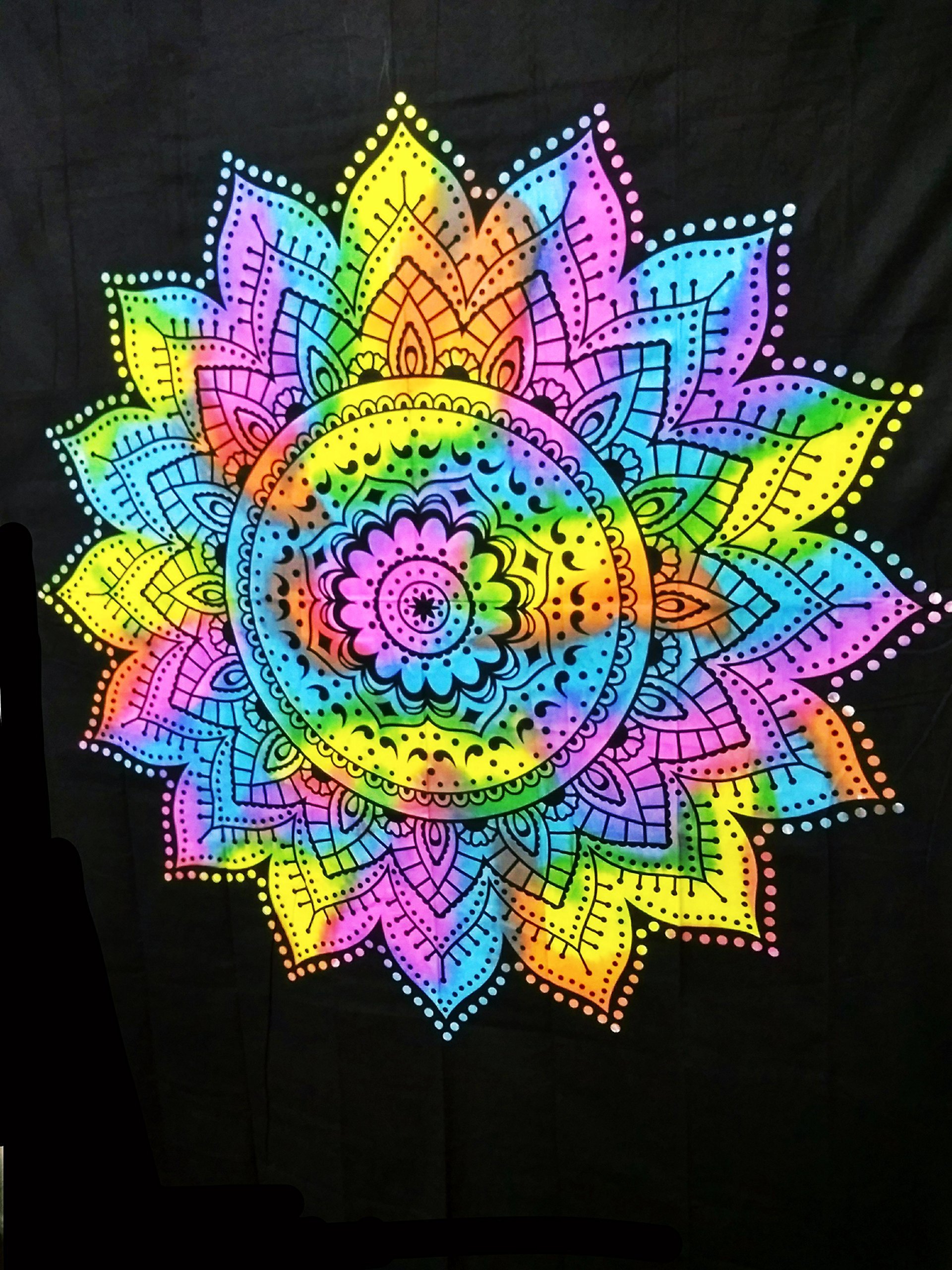 Handmade Indian Mandala Tapestry - Traditional Cotton Round Table Cover for Dining Table, Center Table Decor - Boho Home Decor, Meditation Room Accent