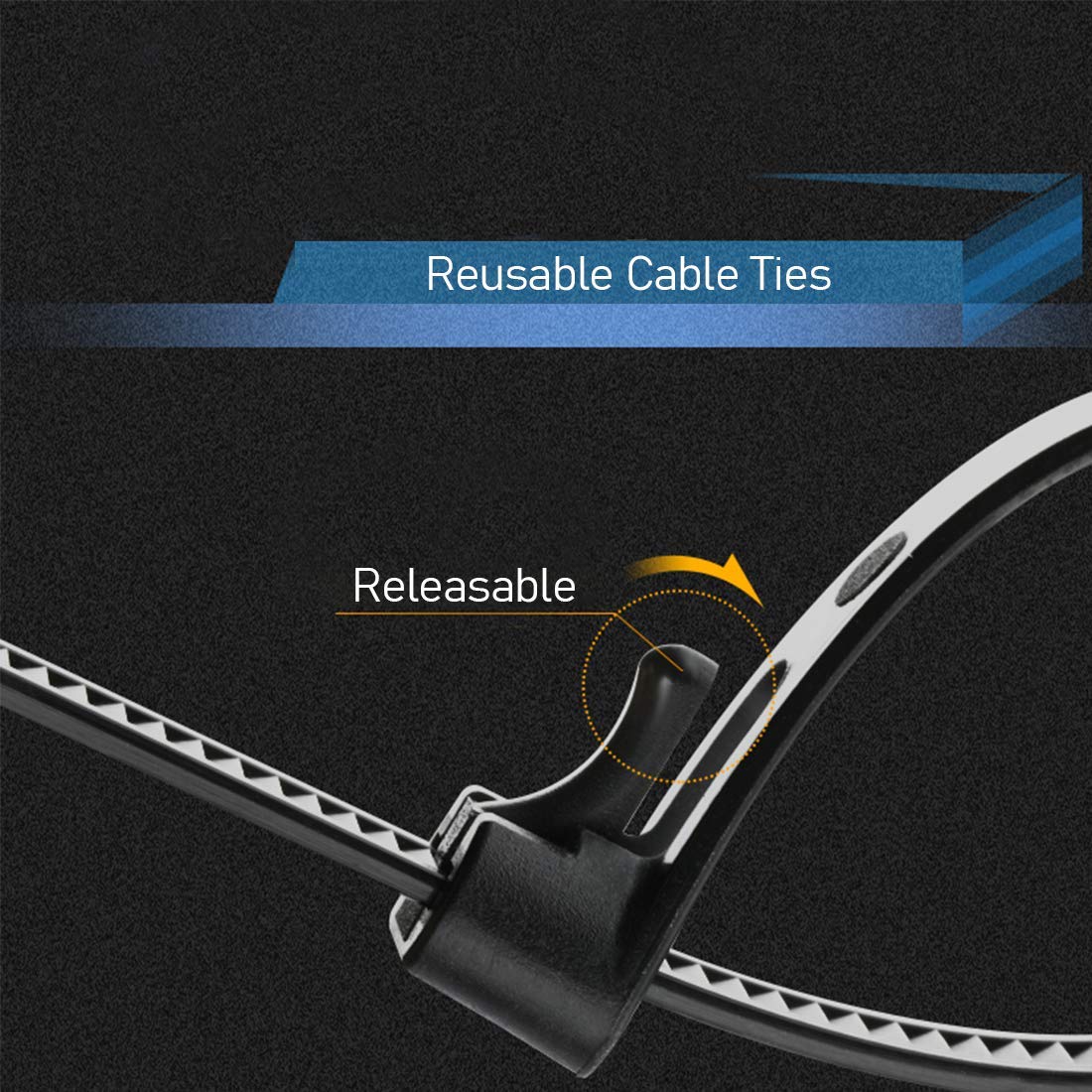 100-Pack Heavy Duty Reusable Nylon Zip Ties - 6