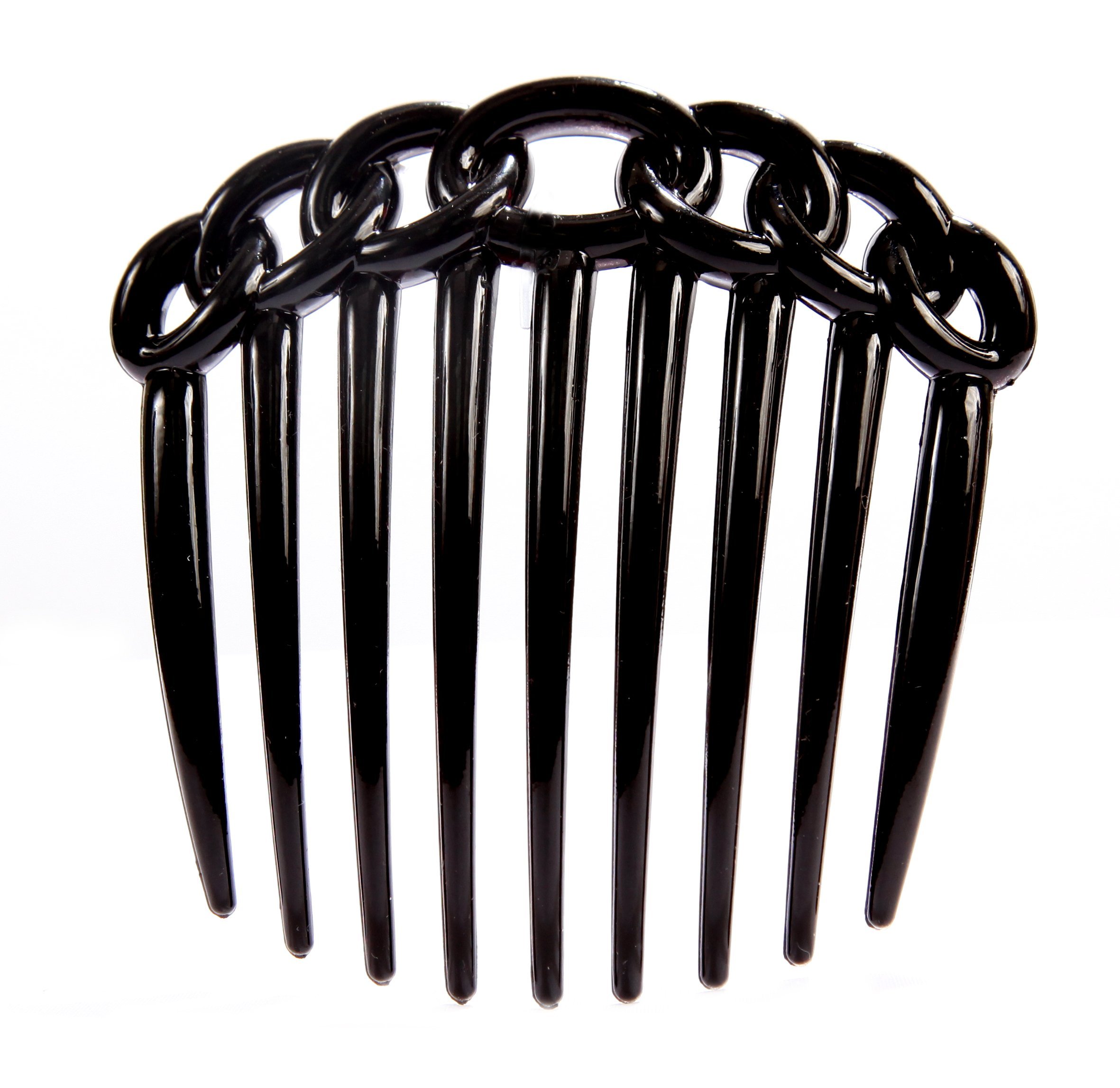 9 Teeth Chain Design Black French Twist Hair Comb for Women – Vintage Hair Accessory for Updos, Weddings & Special Occasions (0.5 Ounce)