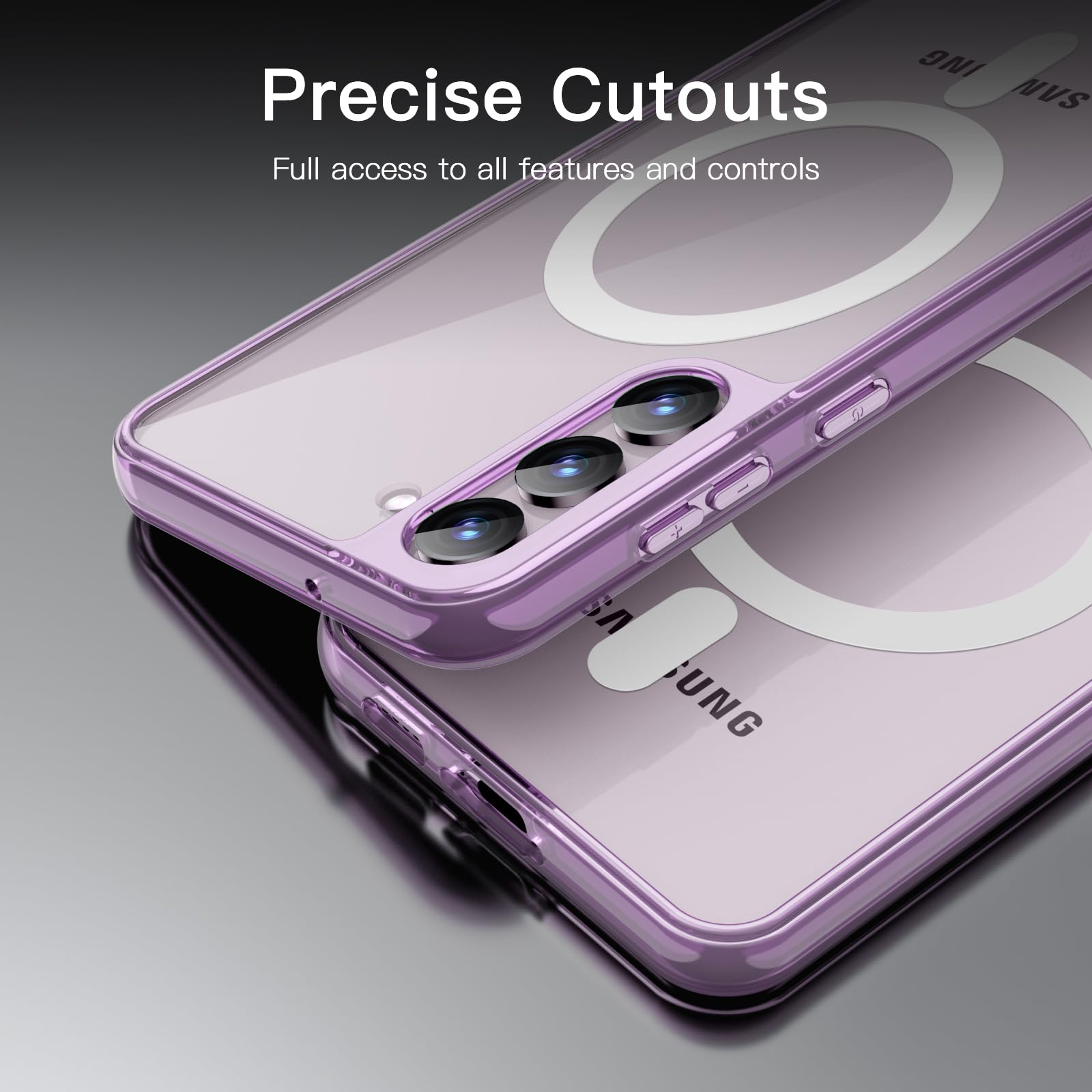 JETech Magnetic Case for Samsung Galaxy S23+ (6.6-Inch) - MagSafe Compatible, Shockproof & Non-Yellowing Clear PC Back Protective Cover (Purple) - Perfect for Work, Travel & Everyday Use