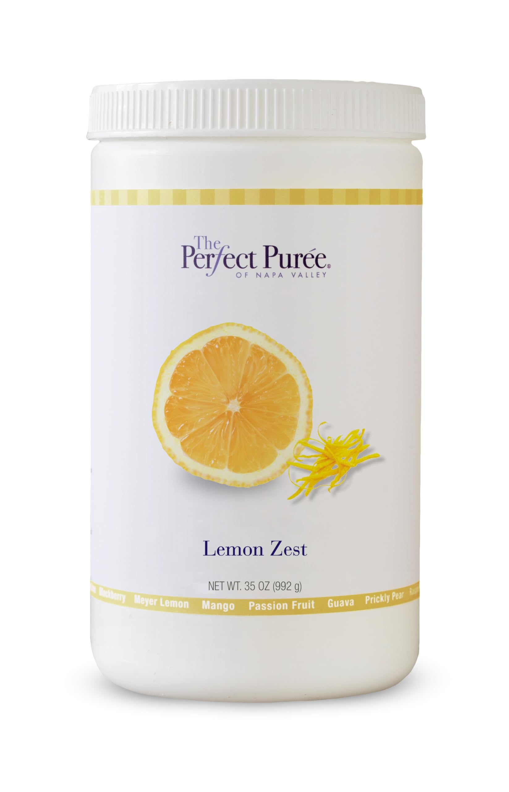 Pure Lemon Zest Puree - Sweetened with 50% Sugar (6 x 35oz Frozen Case) - Perfect for Baking, Desserts & Cocktail Mixing