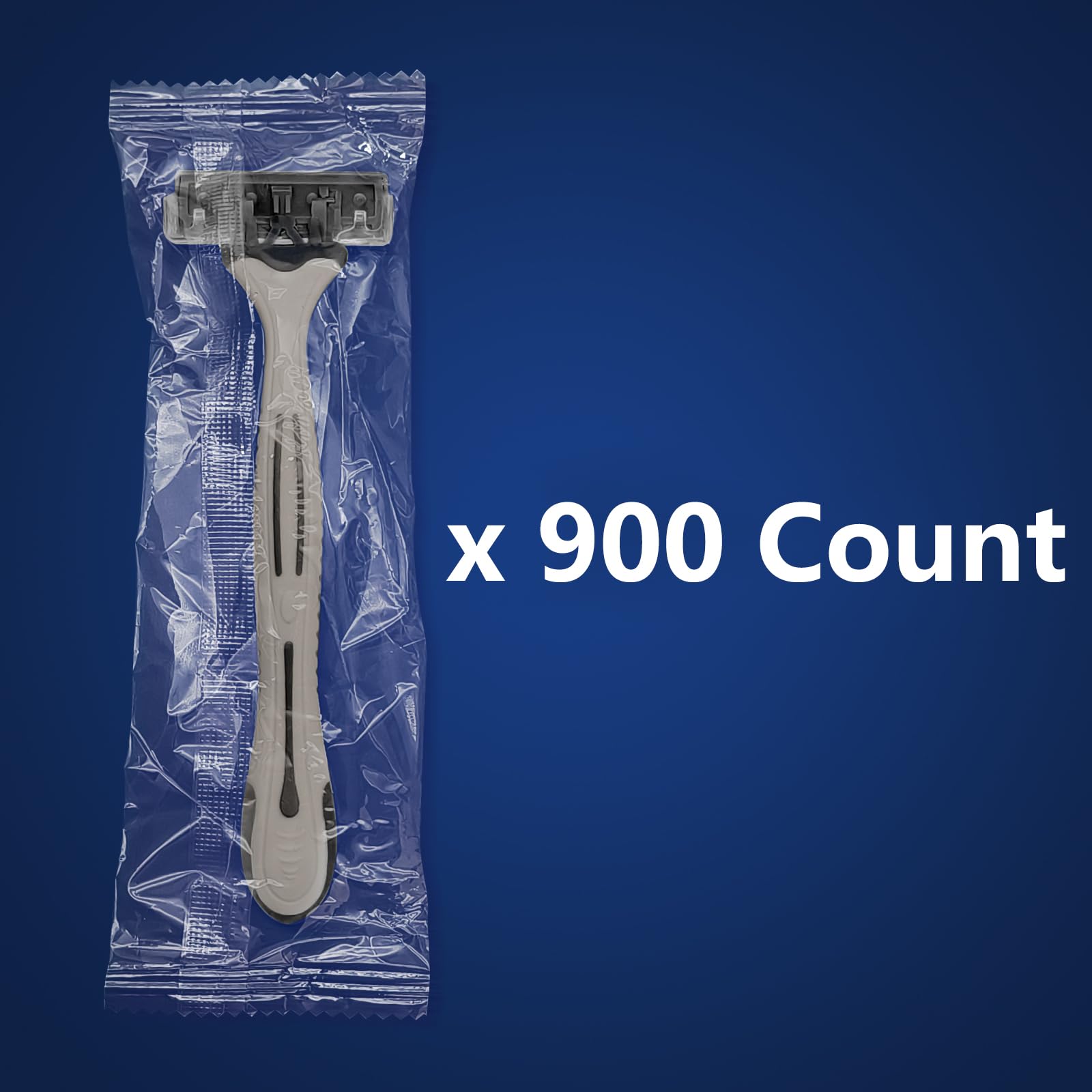 900 Pack Kheoxusa Disposable Razors - 3 Blade Individually Wrapped for Men & Women | Bulk Shaving Razors for Travel, Hotels, Airbnb, Tattoo Shops & Personal Grooming | Grey Black Triple Blade Razors