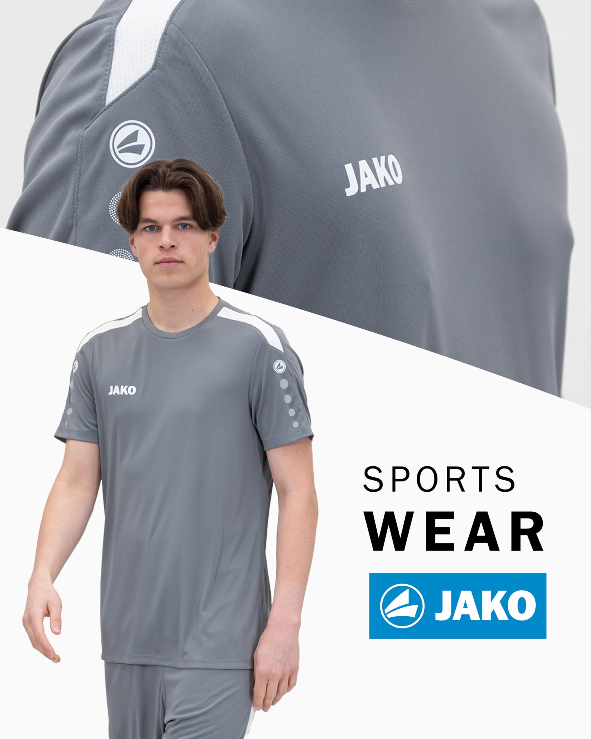 JAKO Kids Soccer Jersey Power Short Sleeve - Breathable & Lightweight for Youth Football Training & Matches