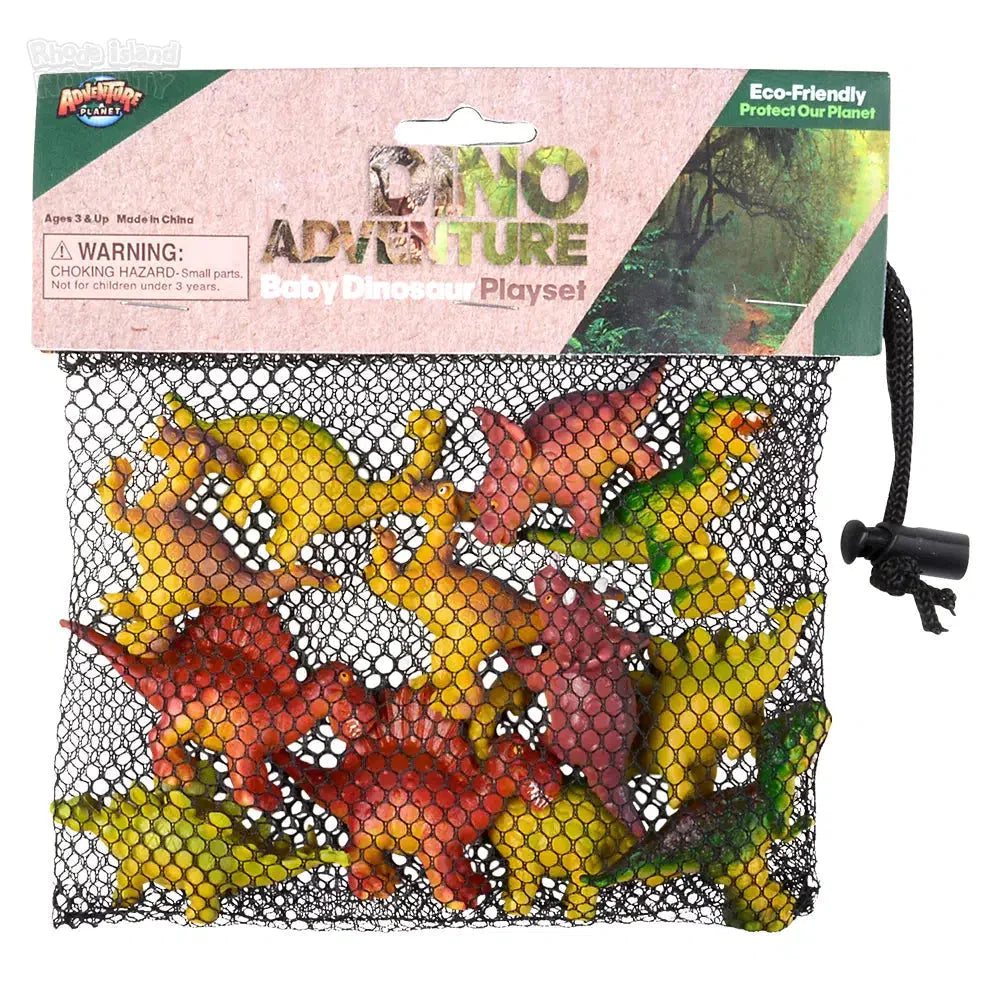 12-Piece Baby Dinosaur Mesh Bag Play Set - Dino Toy Collection for Kids, Perfect for Bath Time, Pool Party & Outdoor Adventures