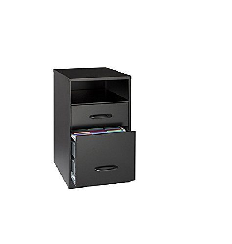 Black 2-Drawer File Cabinet with Open Shelf - Office Storage Solution for Home & Business Organization