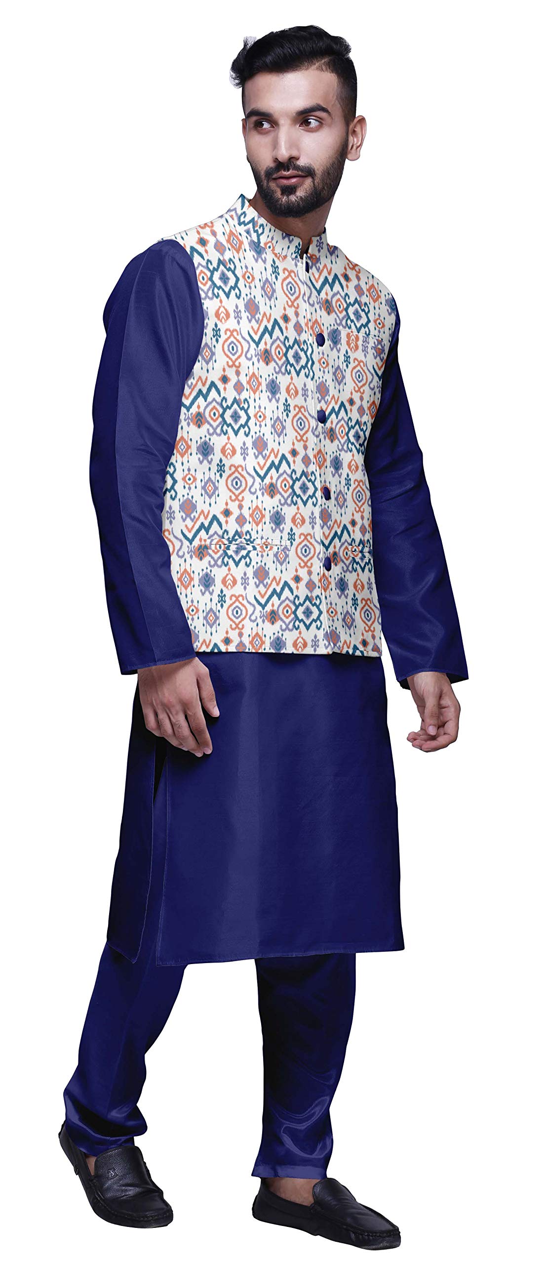 Atasi Traditional Men's Dupion Silk Kurta Pajama Set with Nehru Jacket | Indian Ethnic Wear for Weddings & Festivals | Premium Silk Outfit for Men