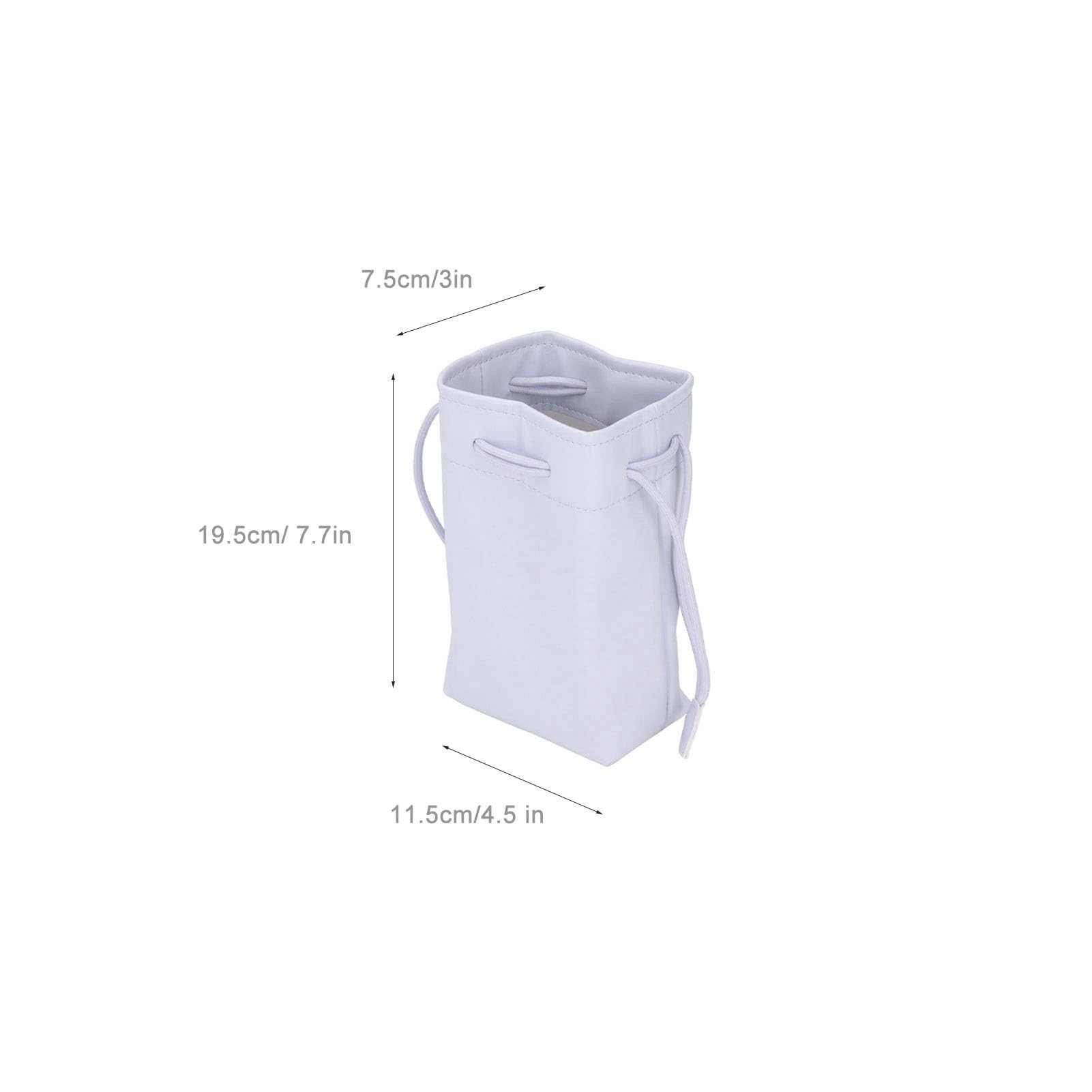 PU Leather Camera Drawstring Bag for Instant Film Printers & Mirrorless Digital Cameras - Waterproof Camera Storage Organizer Pouch (White) - Perfect for Travel, Hiking & Photography Enthusiasts
