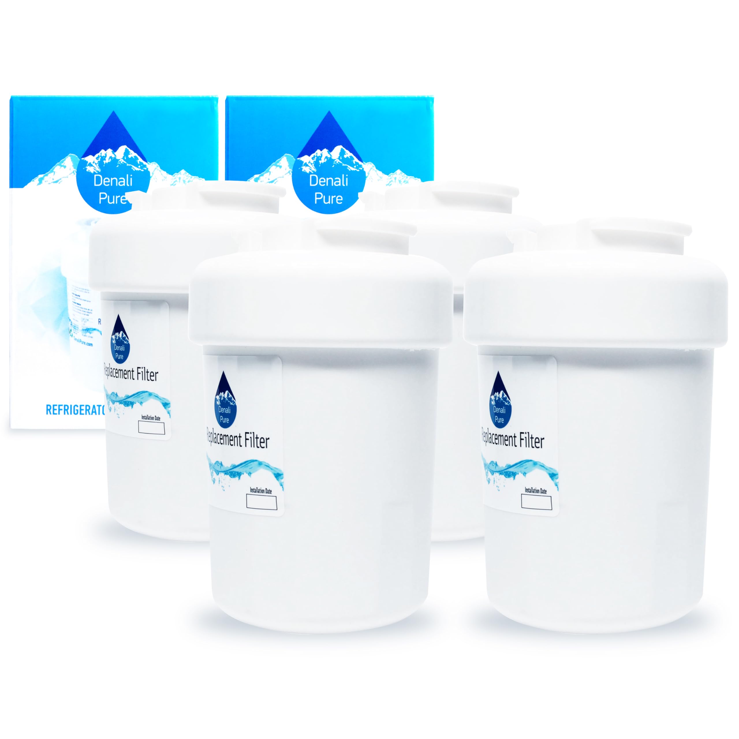 4-Pack GE PFCS1RKZHSS Refrigerator Water Filter Replacement - Compatible with GE MWF & MWFP Fridge Water Filters | Clean & Safe Drinking Water for Home & Office Use