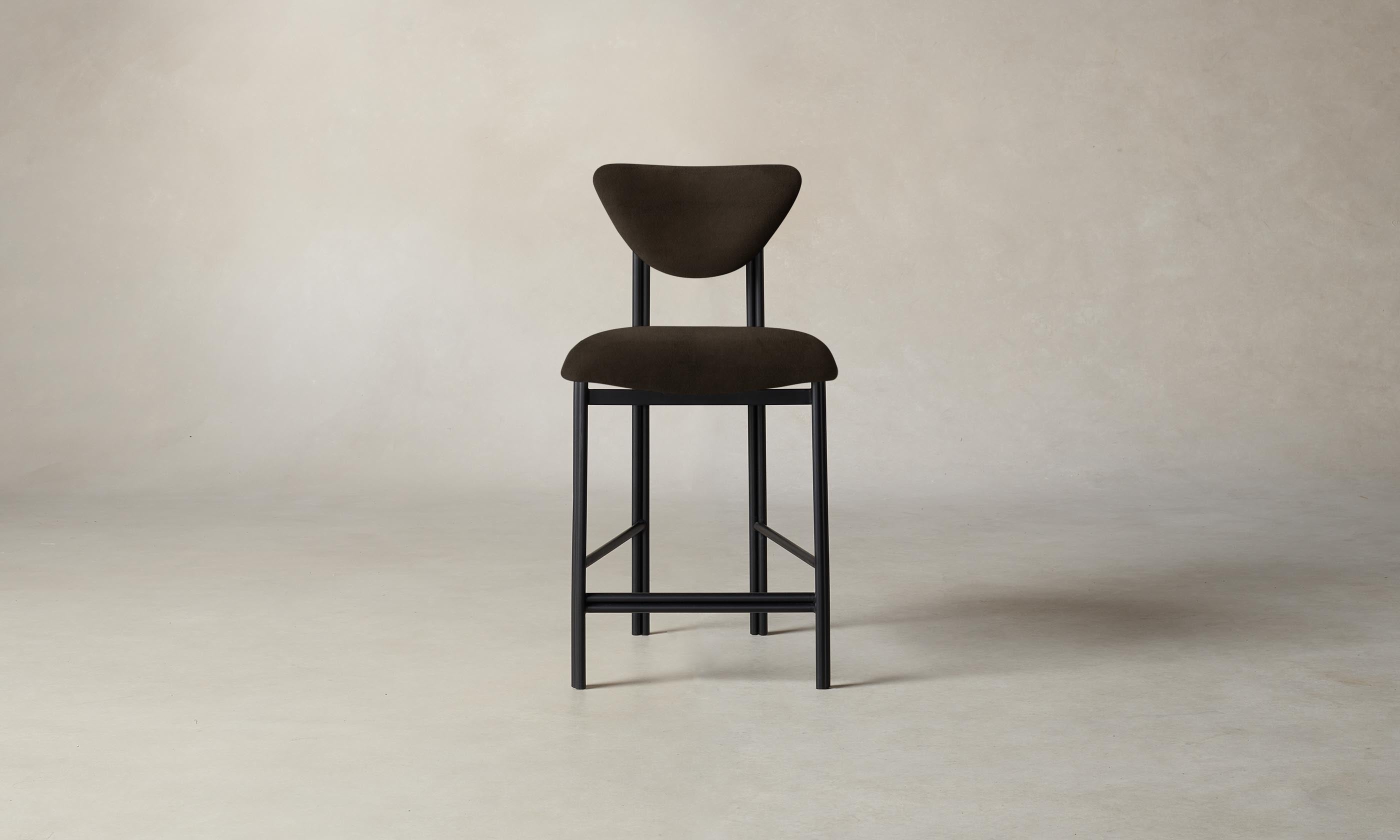 Premium Nubuck Leather Counter Stool in Espresso Brown - Modern Bar Stool for Kitchen Island, Breakfast Nook & Home Bar Seating