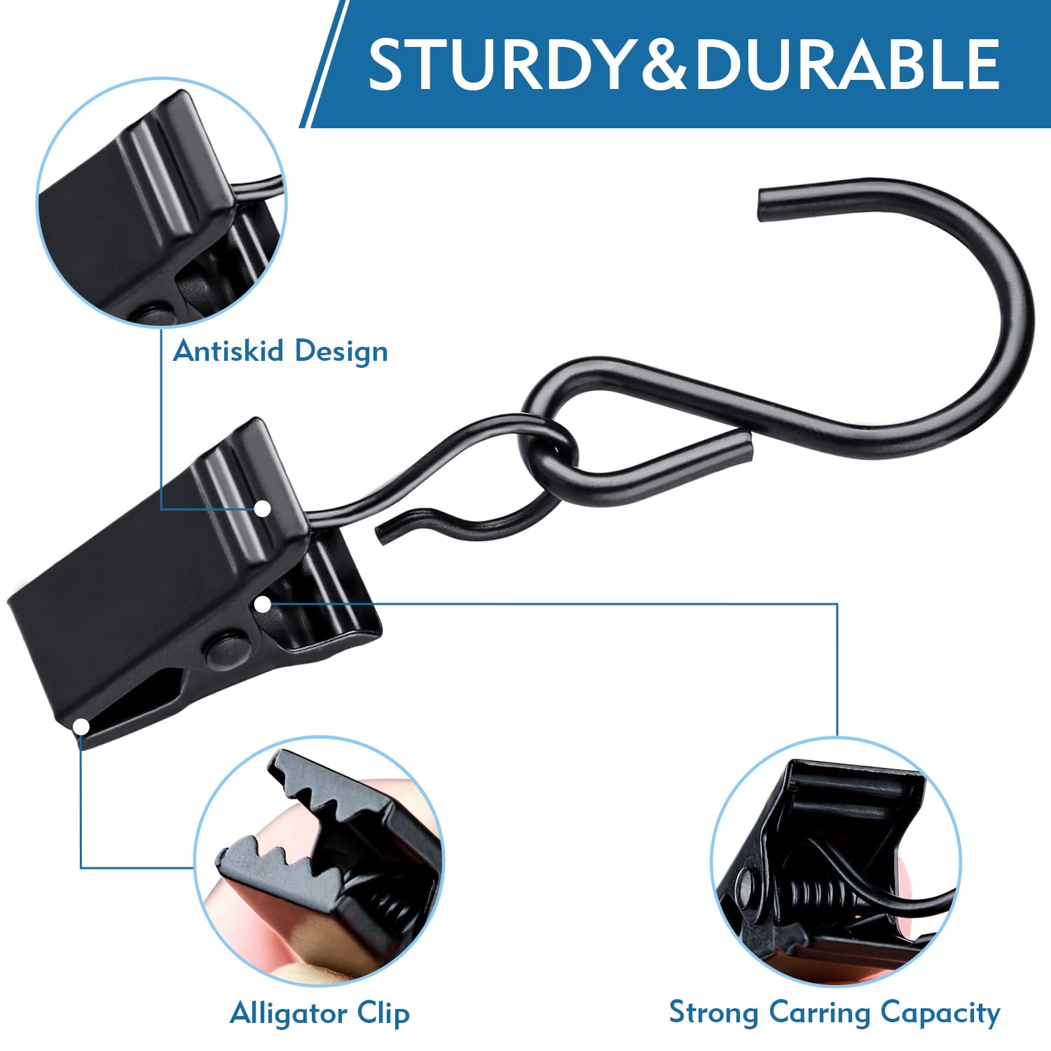 50 Pack Heavy Duty Metal Christmas Light Clips - Outdoor String Light Hooks for RV Awning, Canopy Tent & Holiday Decorations - Perfect for Xmas Party, Camping & Home Decoration