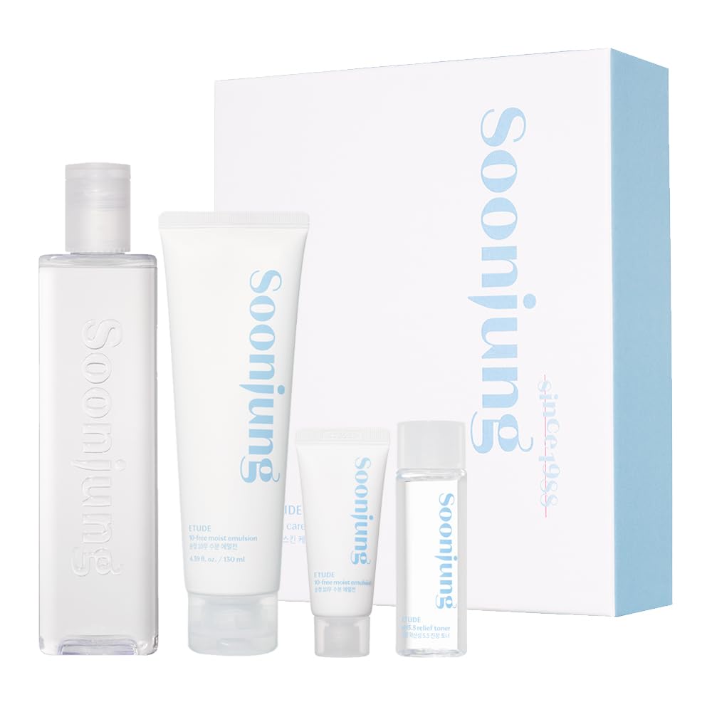 **Etude Soonjung pH 5.5 Relief Toner & 10-Free Moist Emulsion Skincare Set (23AD) – Hypoallergenic, Soothing & Hydrating for Sensitive Skin | Korean Beauty Routine for Dry, Irritated Skin | Perfect for Daily Calming & Moisturizing Care**