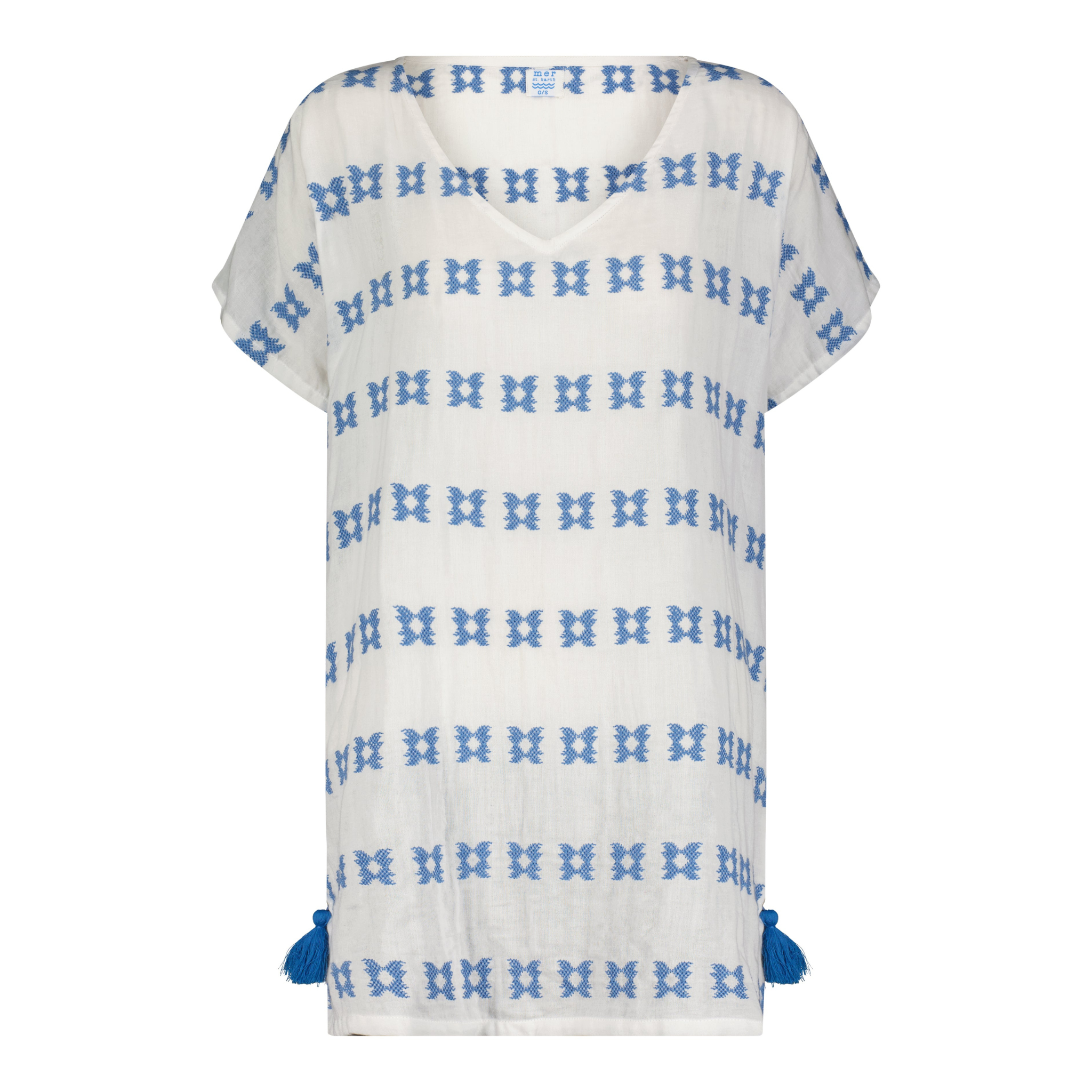 Capucine Women's Mini Caftan Dress - Blue Embroidered Summer Beach Cover Up | Perfect for Vacation, Poolside & Boho Chic Outfits