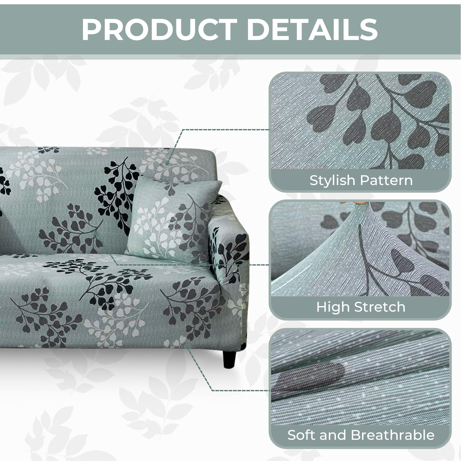 Lamberia Printed Stretch Sofa Cover Slipcover for 4-Seater Couches & Loveseats with 2 Pillow Cases - Fall Autumn Design | Home Decor, Living Room Furniture Protection
