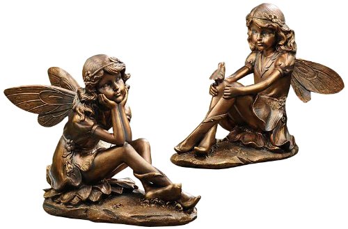 10.4-Inch Polystone Fairy Figurine - Handcrafted Bronze Statue for Home Decor, Garden Ornament, and Gift Giving | Perfect for Fairy Garden, Bookshelf Display, and Collectibles