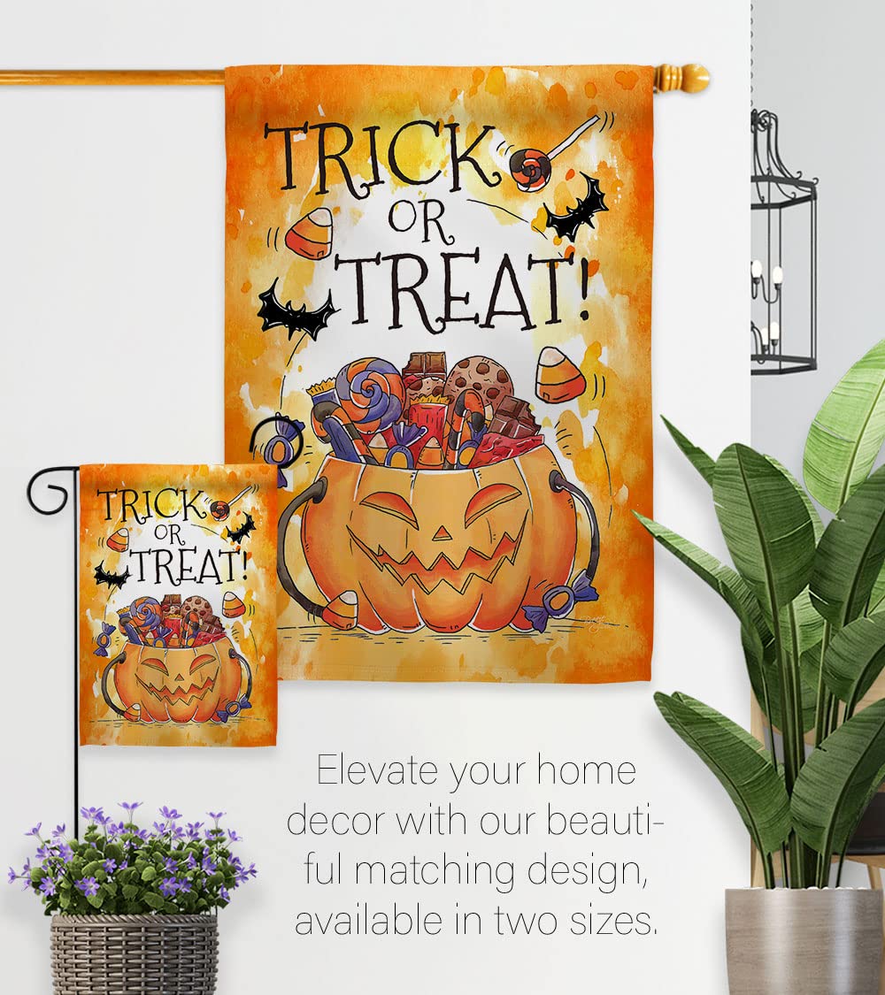Halloween Garden Flag - Trick or Treat Decor for Fall