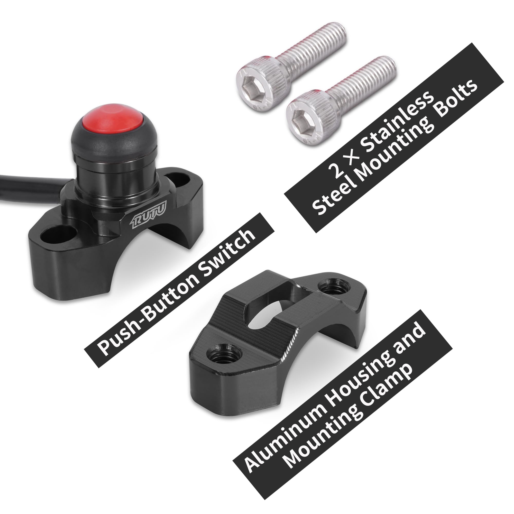 Aluminum CNC Machined On/Off Headlight Switch with Mounting Backplate for Surron Light Bee Electric Dirt Bike - Black | Durable Replacement Part for Off-Road Riding & Night Trail Adventures