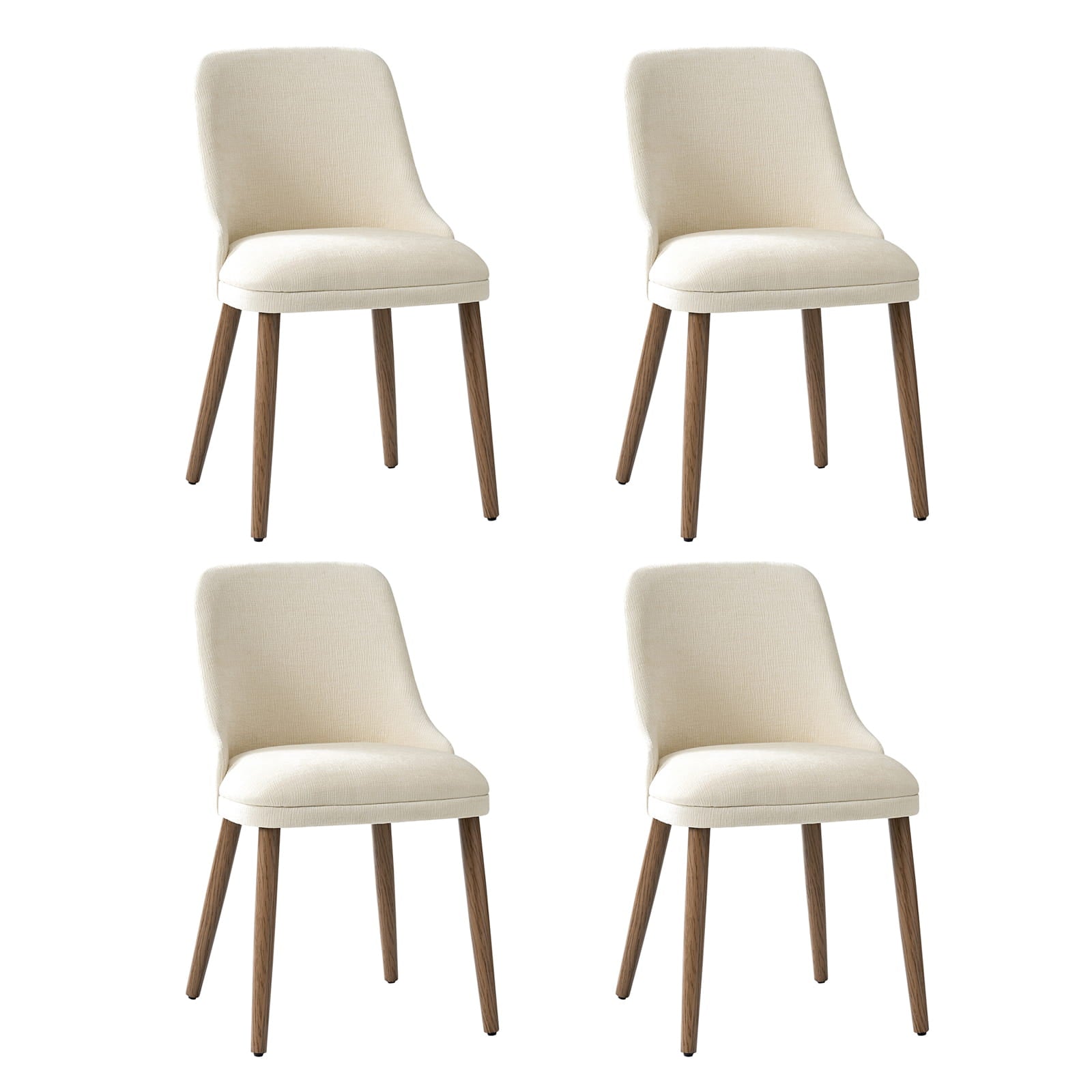 Zara Dining Chairs Set of 2/4/6 - Modern Curved Backrest with Natural Wood Legs & Plush Cushion - Perfect for Kitchen, Dining Room, or Breakfast Nook