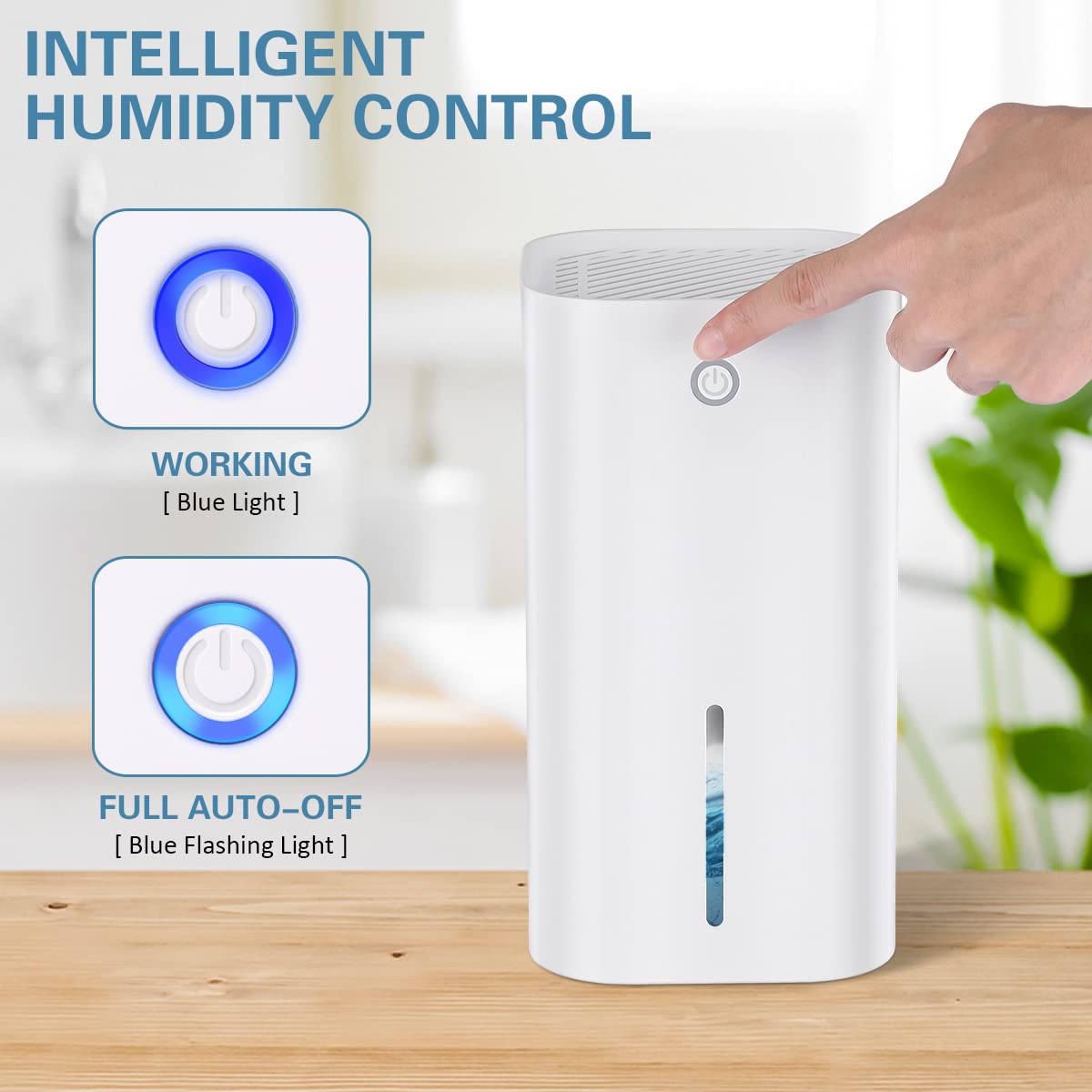 Garneck Mini Portable Dehumidifier with LED Indicator - Auto Shut Off for Home, Bedroom, Basement & Closet - Compact Moisture Absorber for Damp Spaces