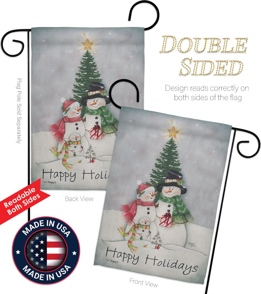 Snowman Family Christmas Garden Flag Set 13x18.5in - Winter Yard Decor