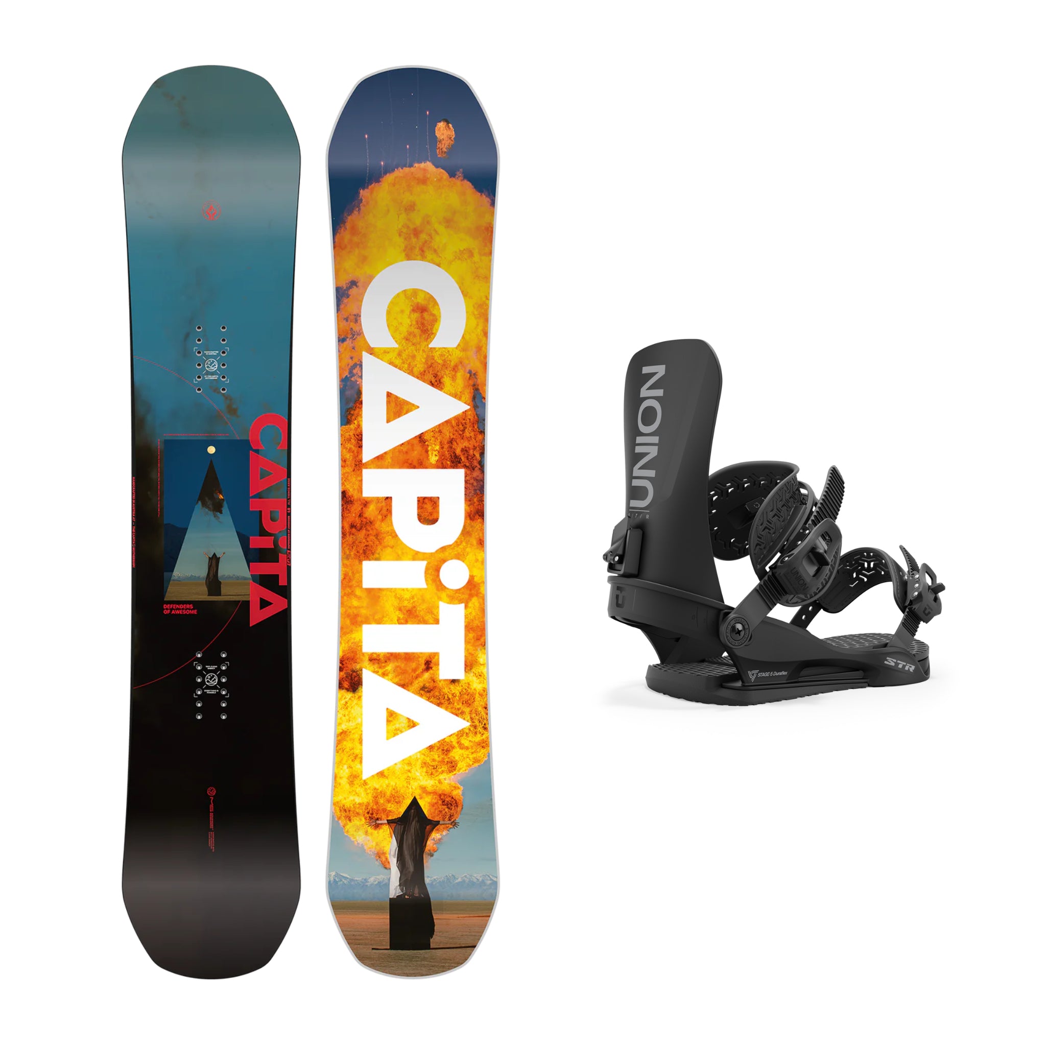 CAPiTA Defenders Of Awesome Snowboard with Union STR Bindings 2025 - Premium All-Mountain Snowboard for Freestyle & Powder Riding