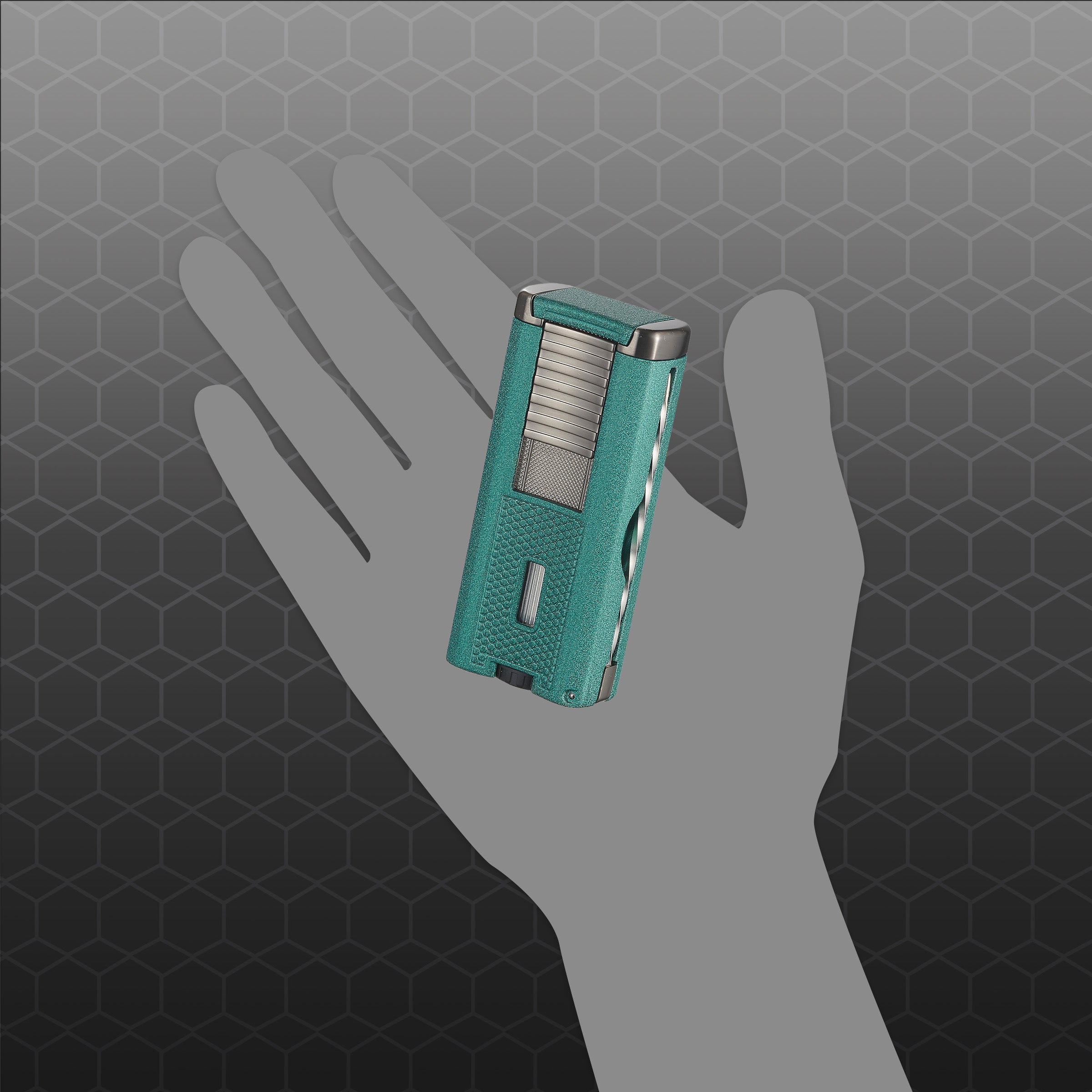 Visol Striker Triple Torch Flame Lighter with Cigar Poker - Windproof Refillable Butane Lighter for Cigars, Cigarettes & Outdoor Use (Green) - Perfect for Camping, BBQ & Survival Gear