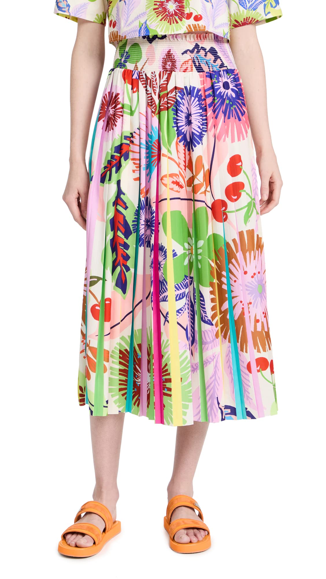 Elegant Women's Pleated Skirt - Floral Print Spring Summer Midi Skirt for Casual Wear, Office & Party Outfits