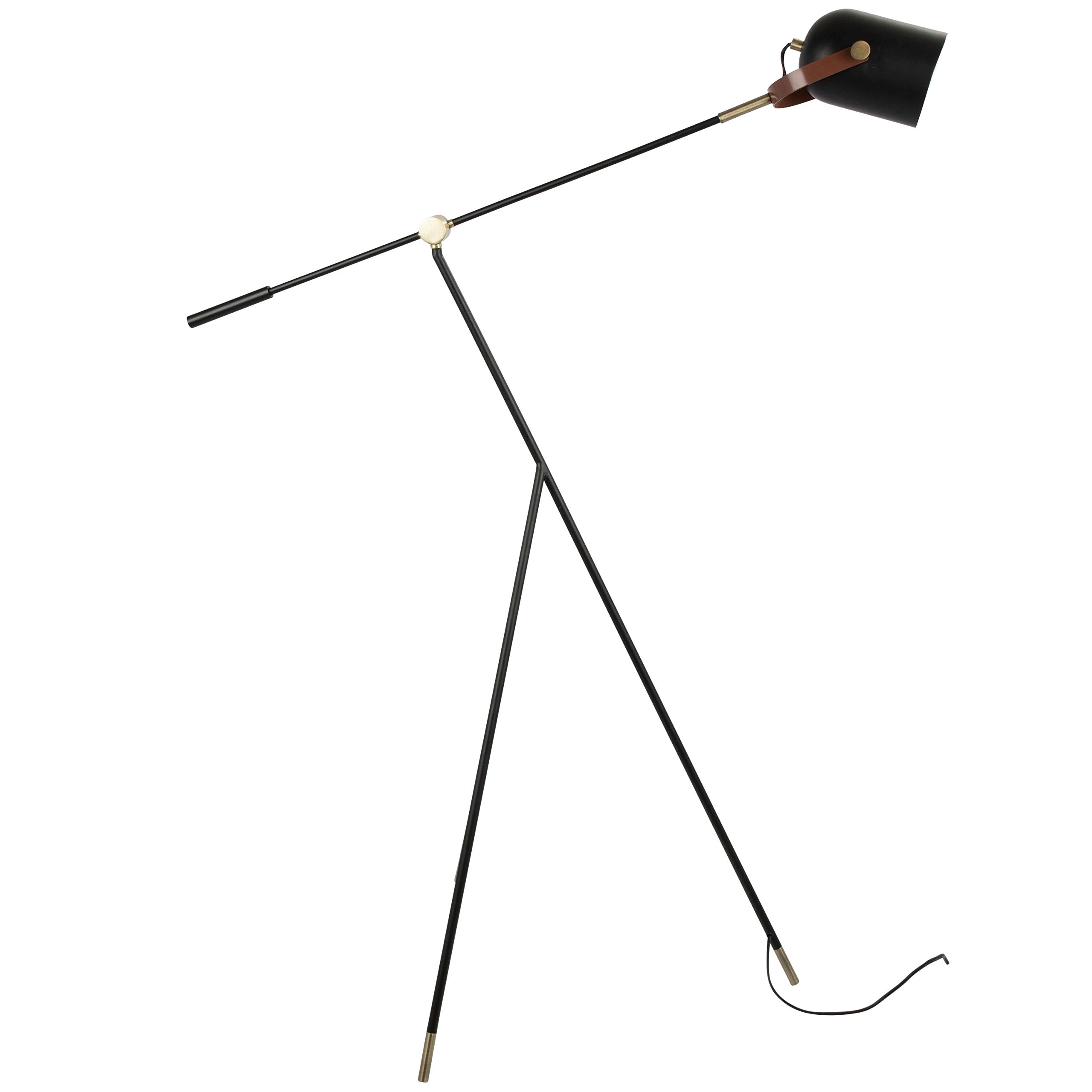 Vintage Black & Gold Industrial Tripod Floor Lamp - Adjustable Height Modern Lighting for Living Room, Bedroom, or Office Decor