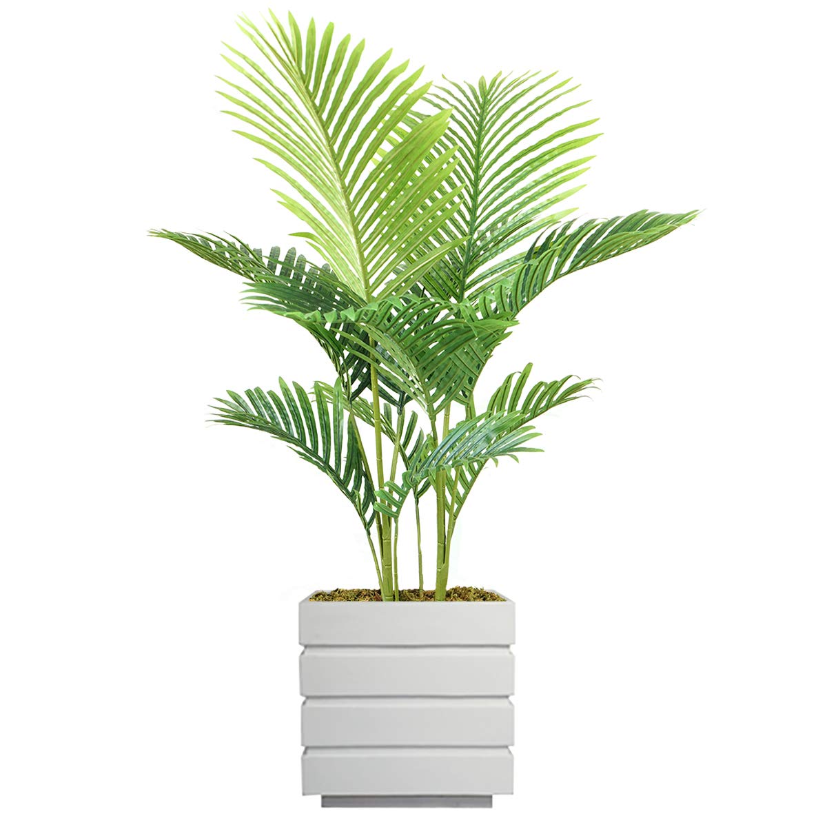 Vintage Green Emerald Artificial Faux Palm Tree with Fiberstone Planter - 50