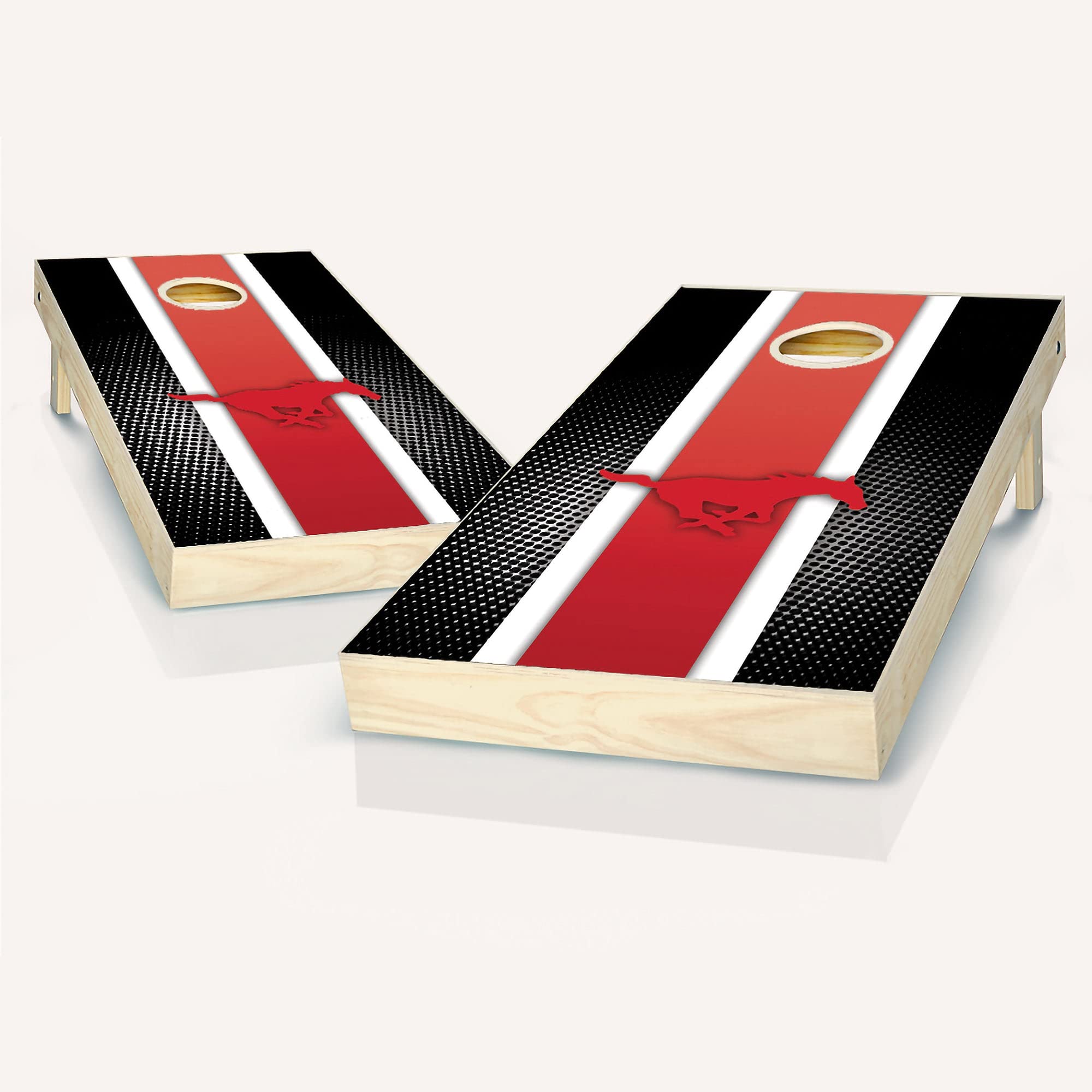 Premium SMU Striped Cornhole Game Set - 2 Wooden Boards & 8 Bean Bags for Outdoor Fun - Perfect for Backyard Parties, Tailgating, and Family Gatherings