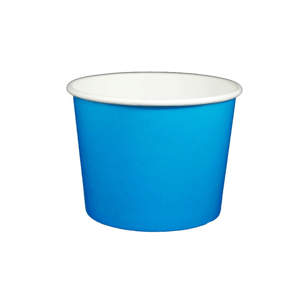 16 oz Yogurt Paper Cups - 1000 Count Bulk Disposable (Solid Blue) | Eco-Friendly Compostable Cups for Frozen Yogurt, Ice Cream, Desserts & Party Serving