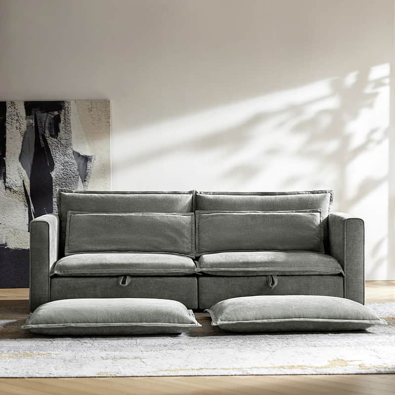 Comfortable Storage Sofa with Dual Layer Cushions & Wide Armrests - Perfect for Living Room, Bedroom, and Small Space Relaxation