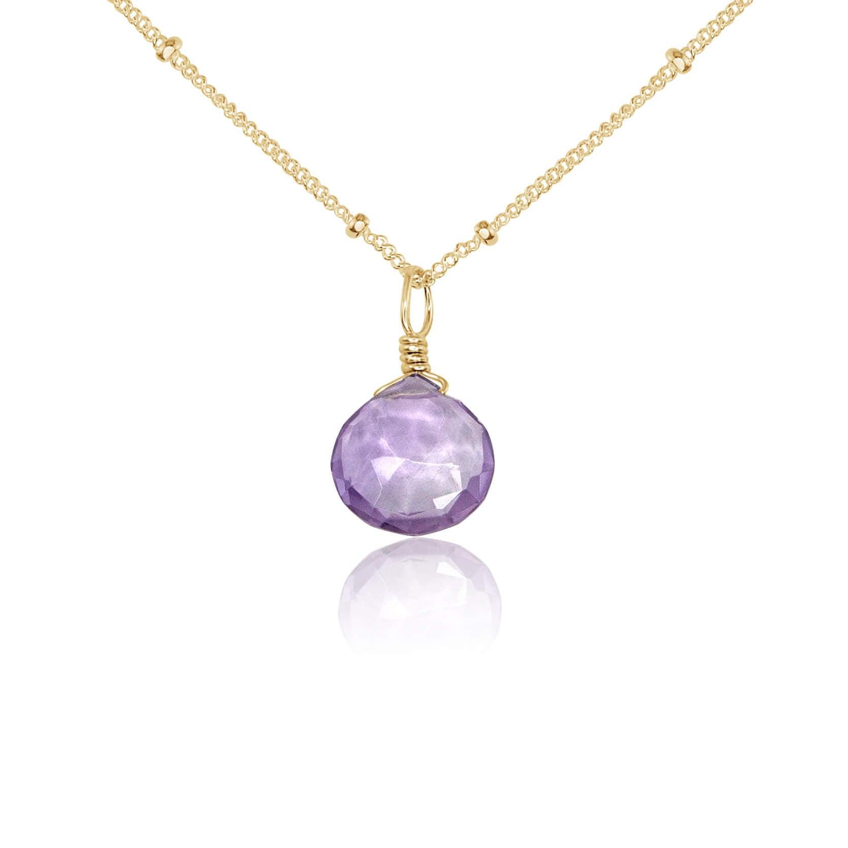 Pink Amethyst Teardrop Pendant Necklace - Dainty Crystal Jewelry for Women, Healing Stone Gift for Her | Perfect for Meditation, Yoga & Spiritual Healing