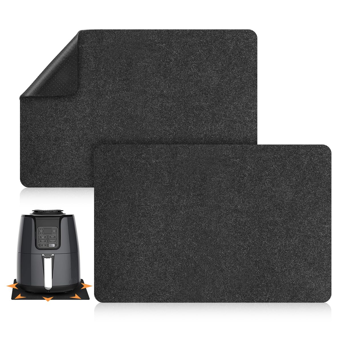 2-Pack Aieve Heat Resistant Mats for Air Fryer - Non-Slip Kitchen Counter Protector with Appliance Sliders for Ninja, COSORI, Tower Air Fryers, Coffee Makers & Microwaves - Perfect for Countertop Protection & Easy Appliance Movement