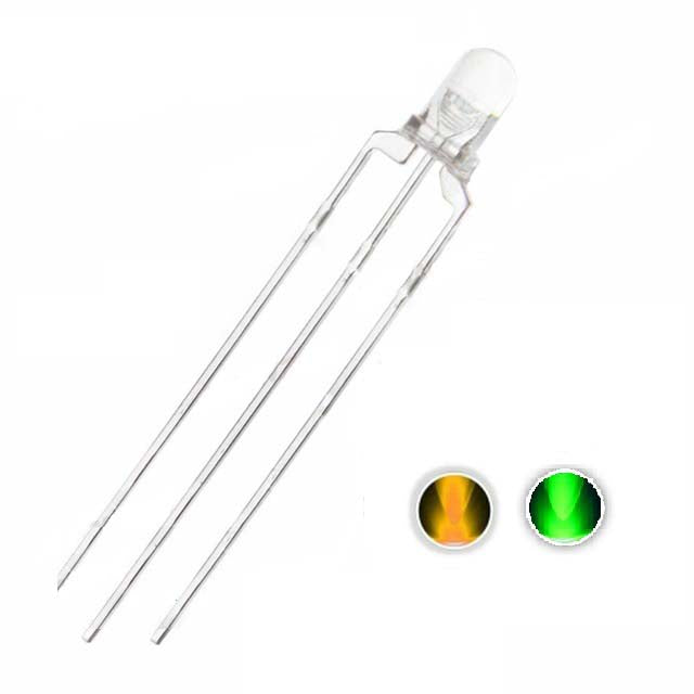 3mm Dual Color LED Light - Yellow/Green for DIY Electronics, Circuit Boards & Automotive Lighting Projects
