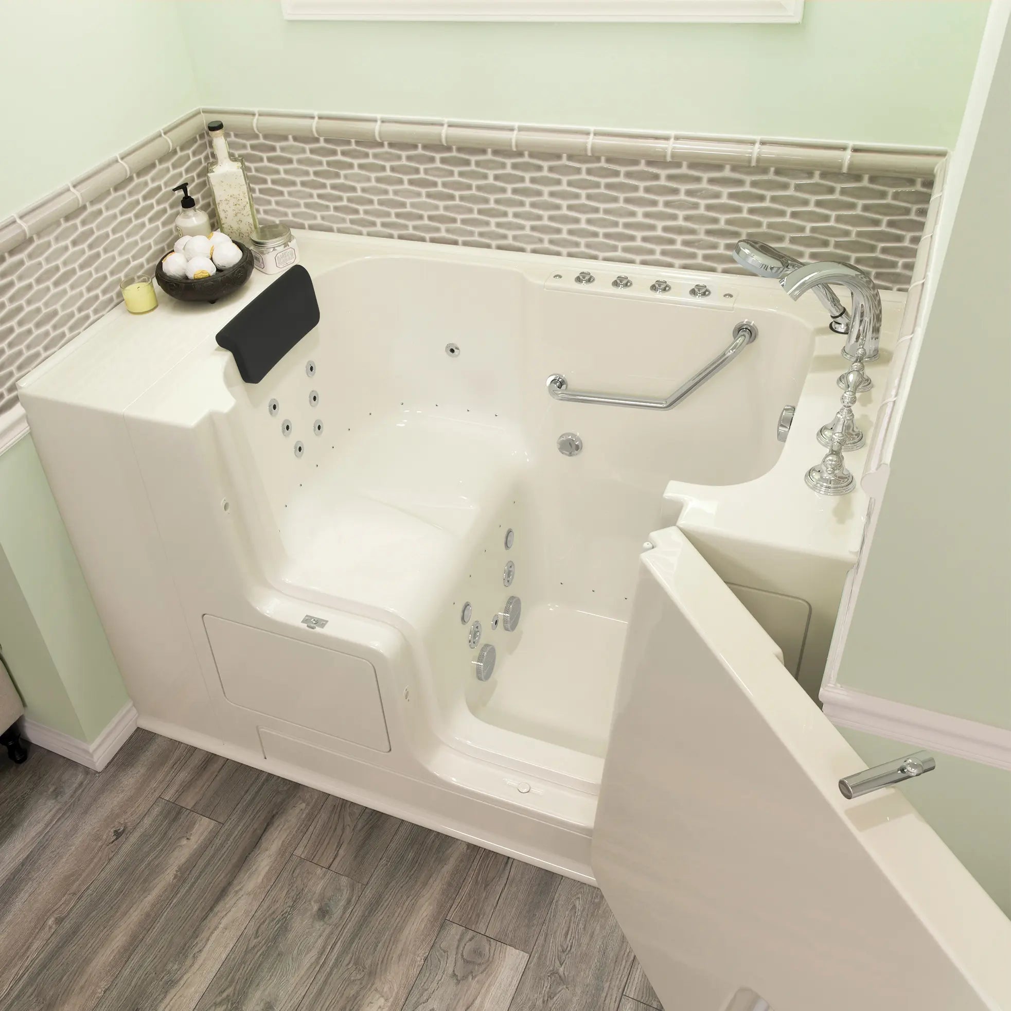 Premium 32 x 52 Inch Gelcoat Walk-In Bathtub with Air Spa & Whirlpool Systems - Right Hand Drain & Faucet - Ideal for Elderly & Mobility Support, Relaxing Hydrotherapy at Home