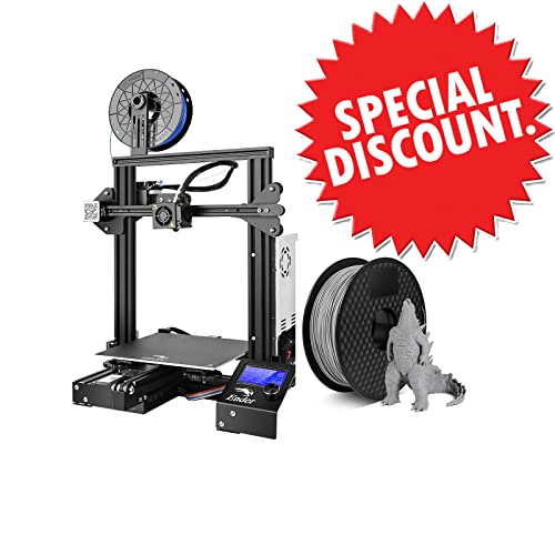 Creality Ender 3 Pro Plus 3D Printer with 1.75mm Grey PLA Filament - High Precision DIY Printing for Home, School & Hobby Projects